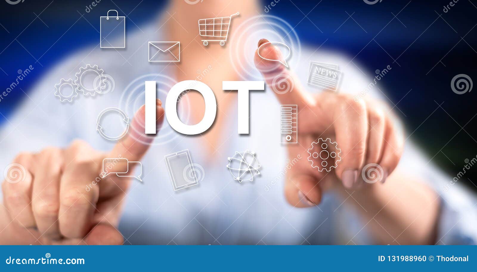 Woman Touching an Iot Concept Stock Photo - Image of symbol, home ...