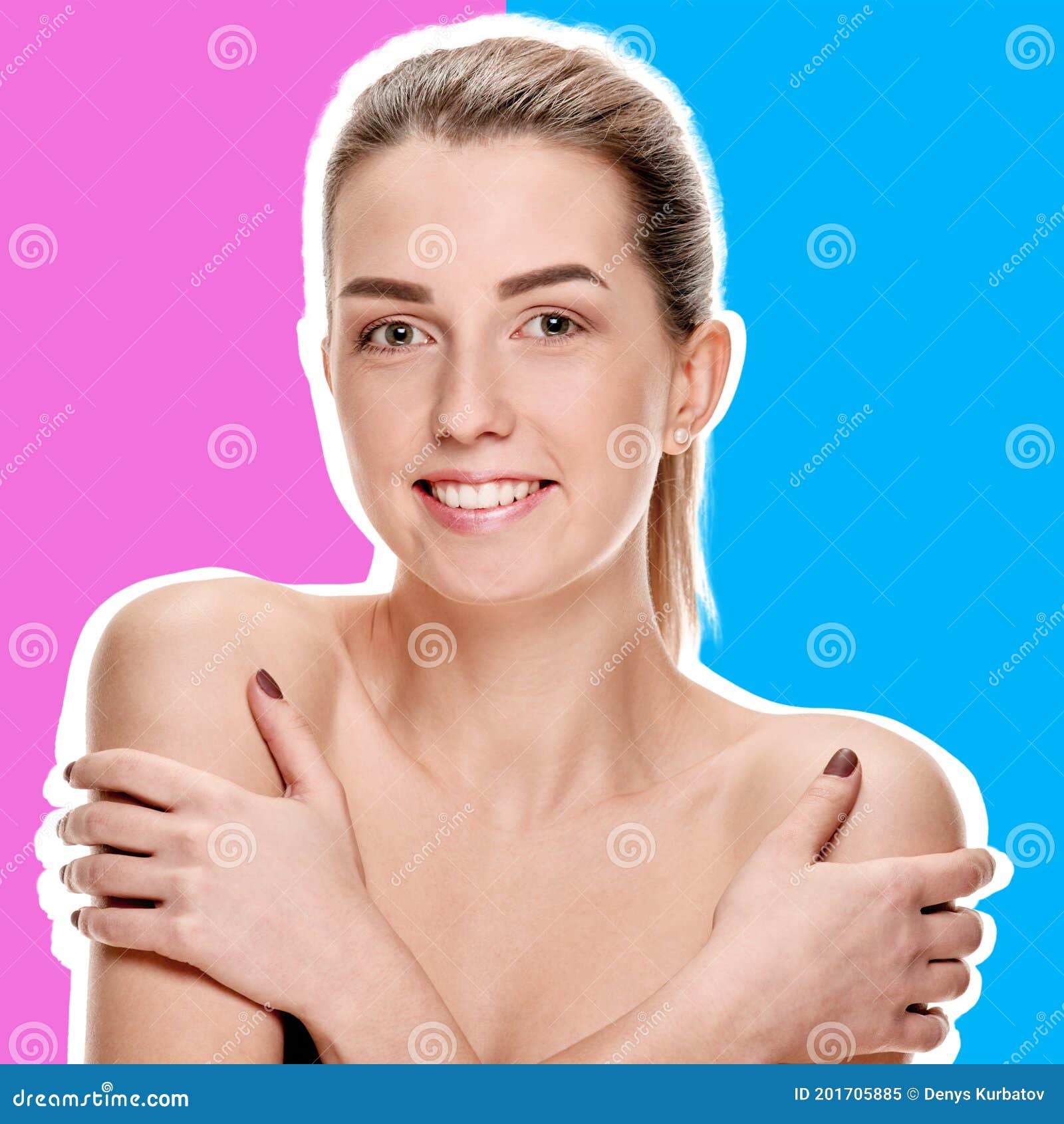 woman touching skin