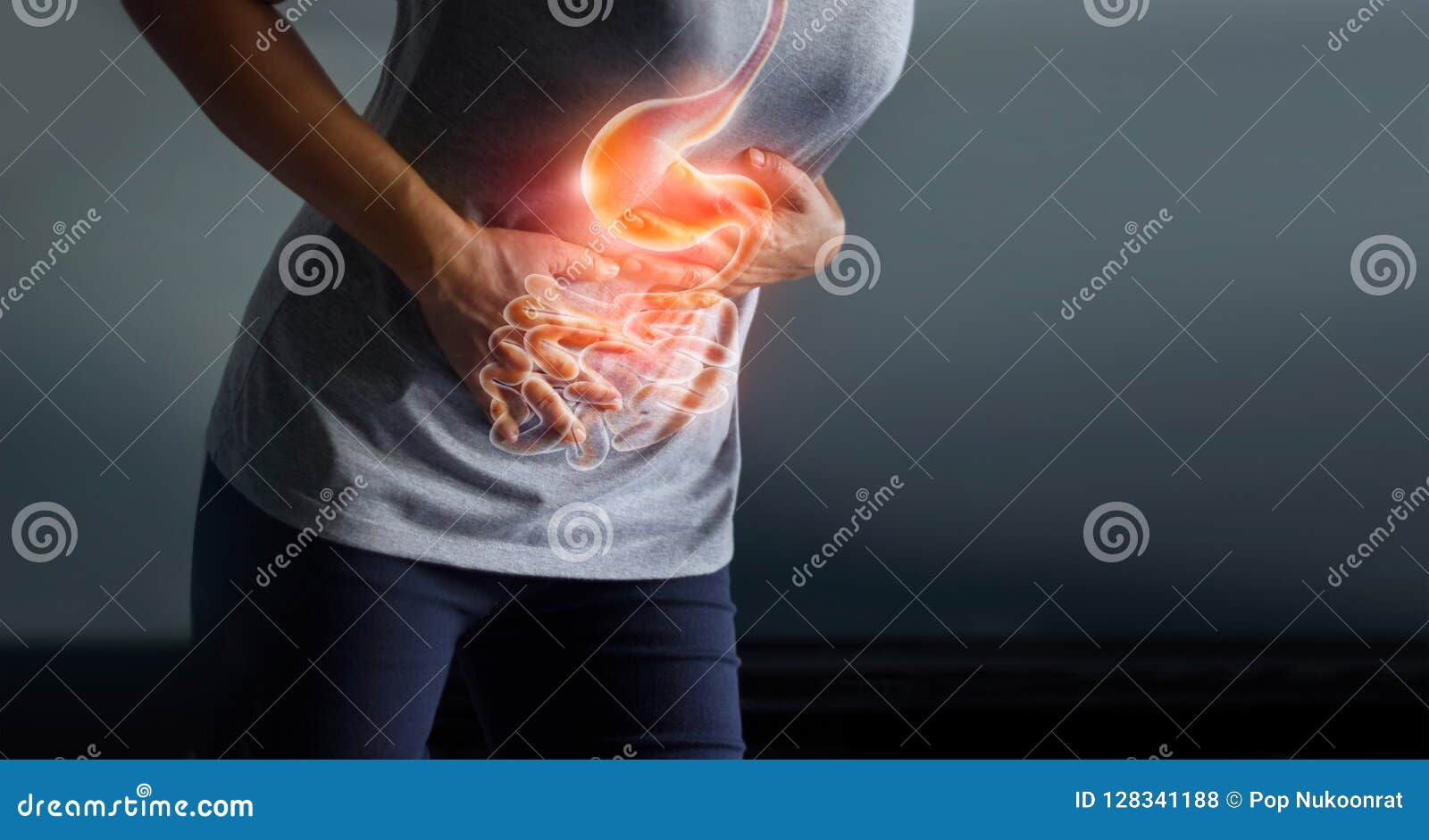woman touching stomach painful from stomachach.