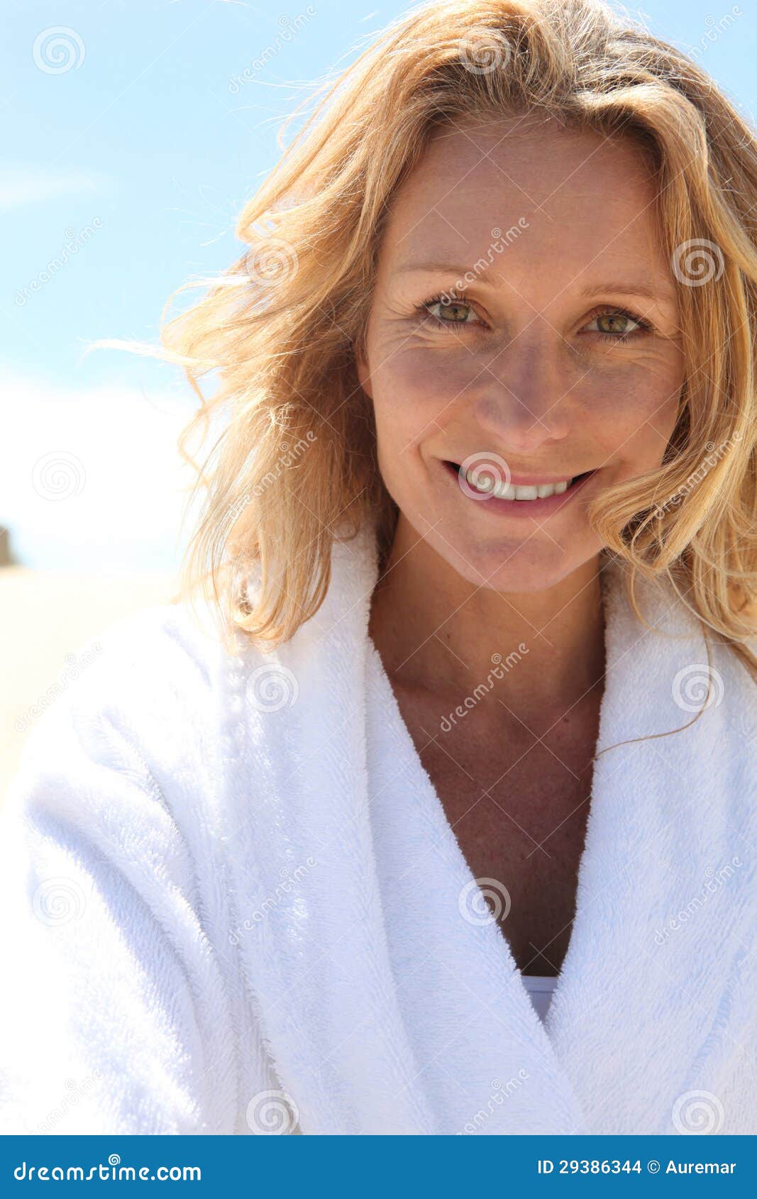 Woman in toweling robe stock photo. Image of person, relaxed 29386344