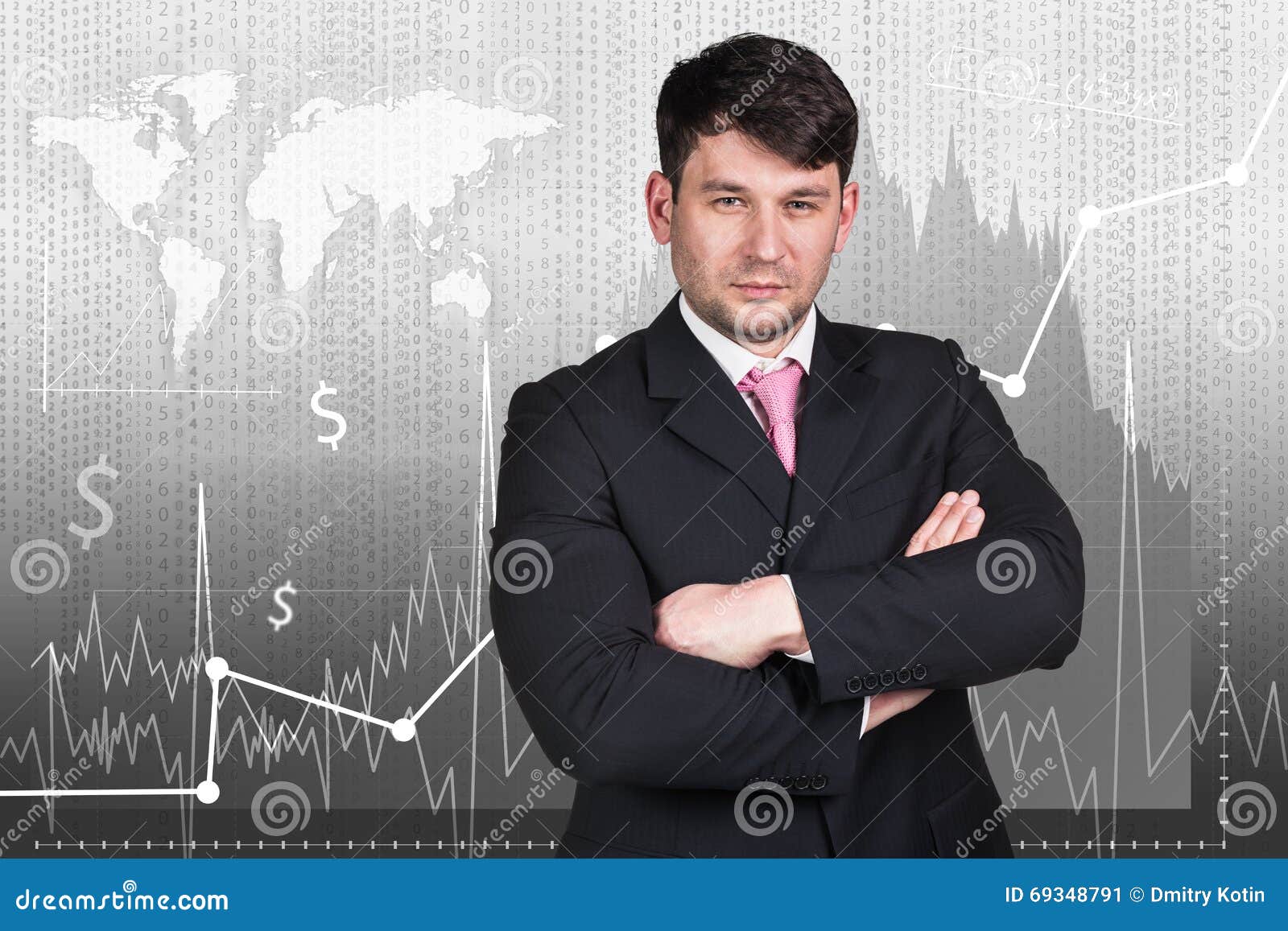 woman on the traiding graph background