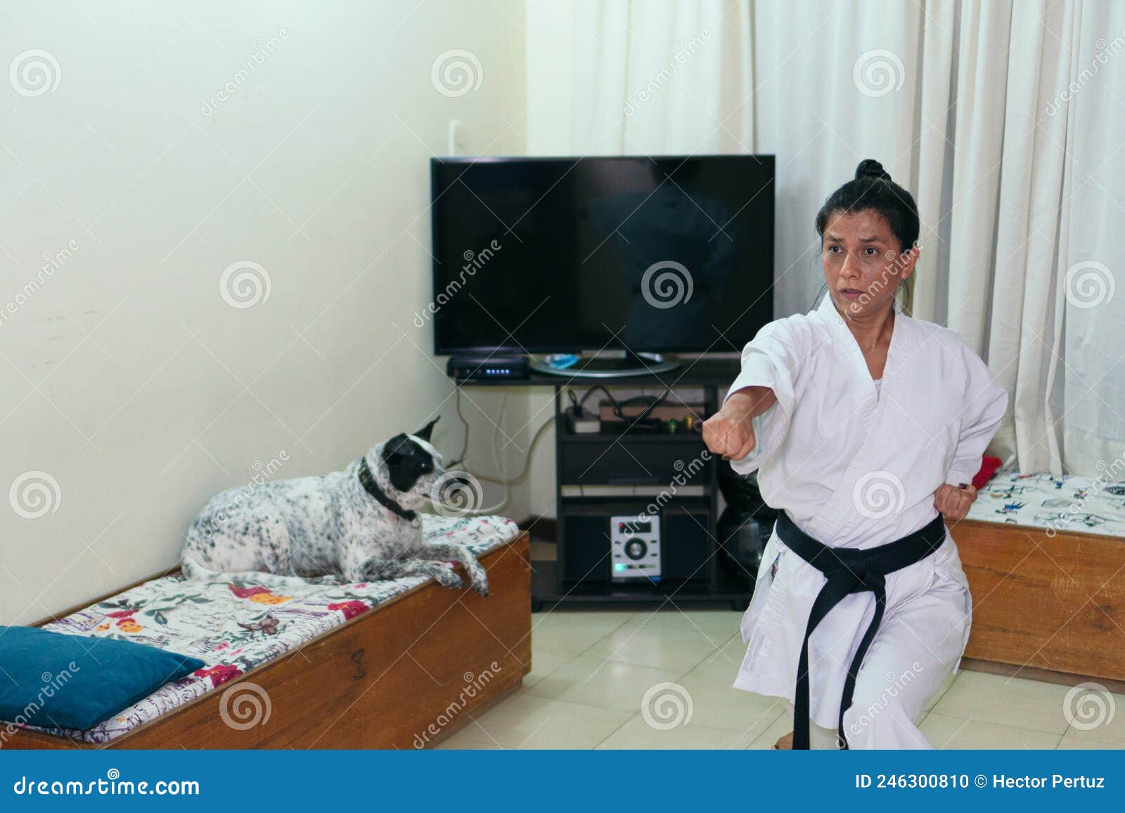 Woman Training Karate Chops at Home Stock Photo Image of hand, practice 246300810