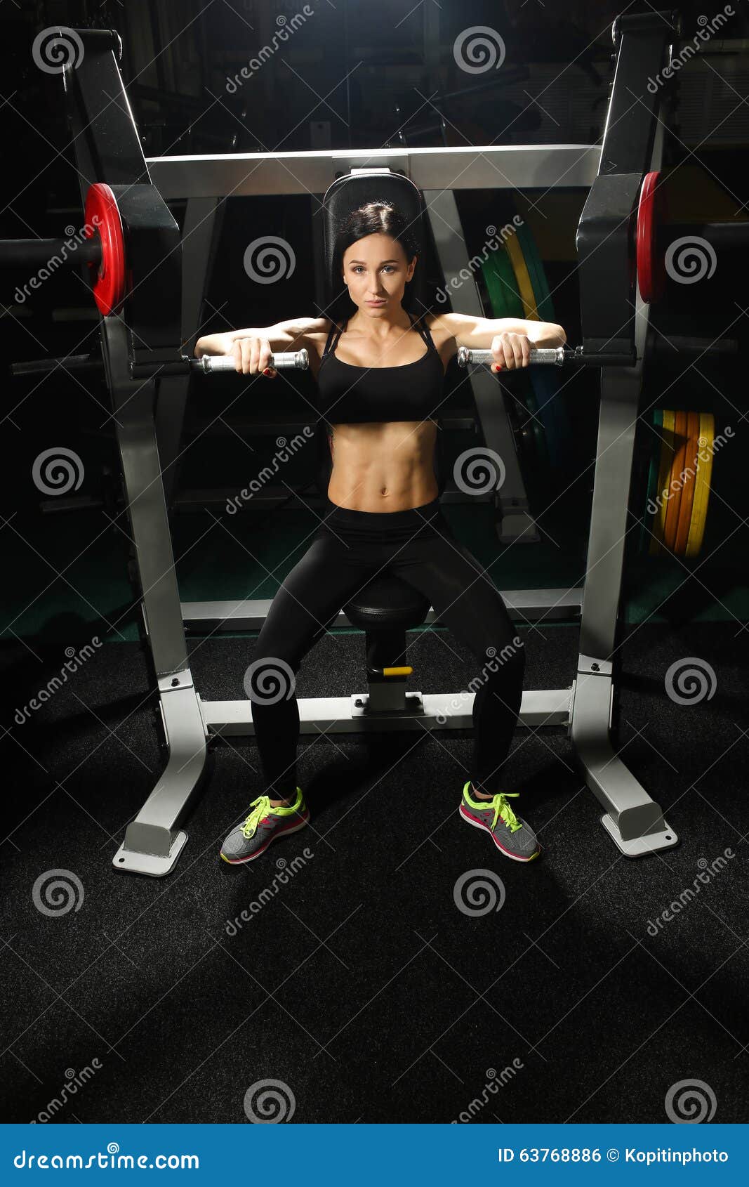 Woman Trains Pecs in the Gym Stock Image - Image of girl, energy