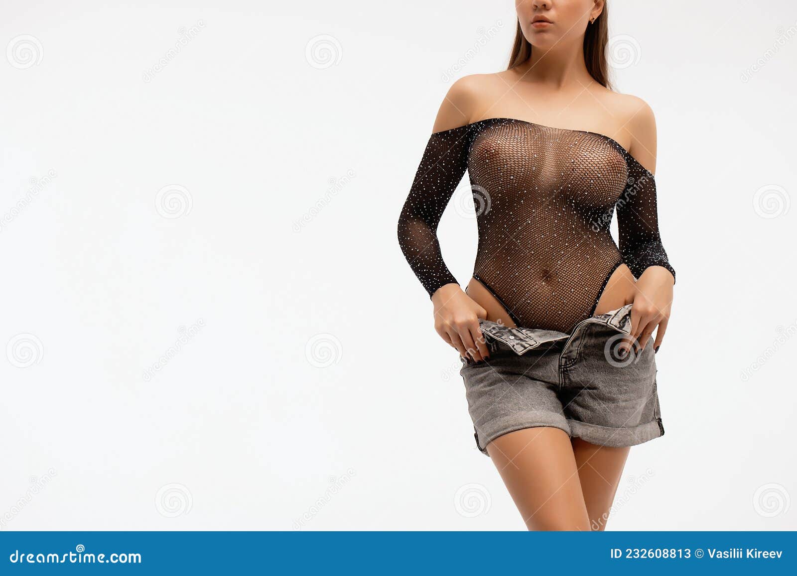 Woman in Transparent Bodysuit Revealing Boobs in Studio Stock Image - Image  of curve, passion: 232608813