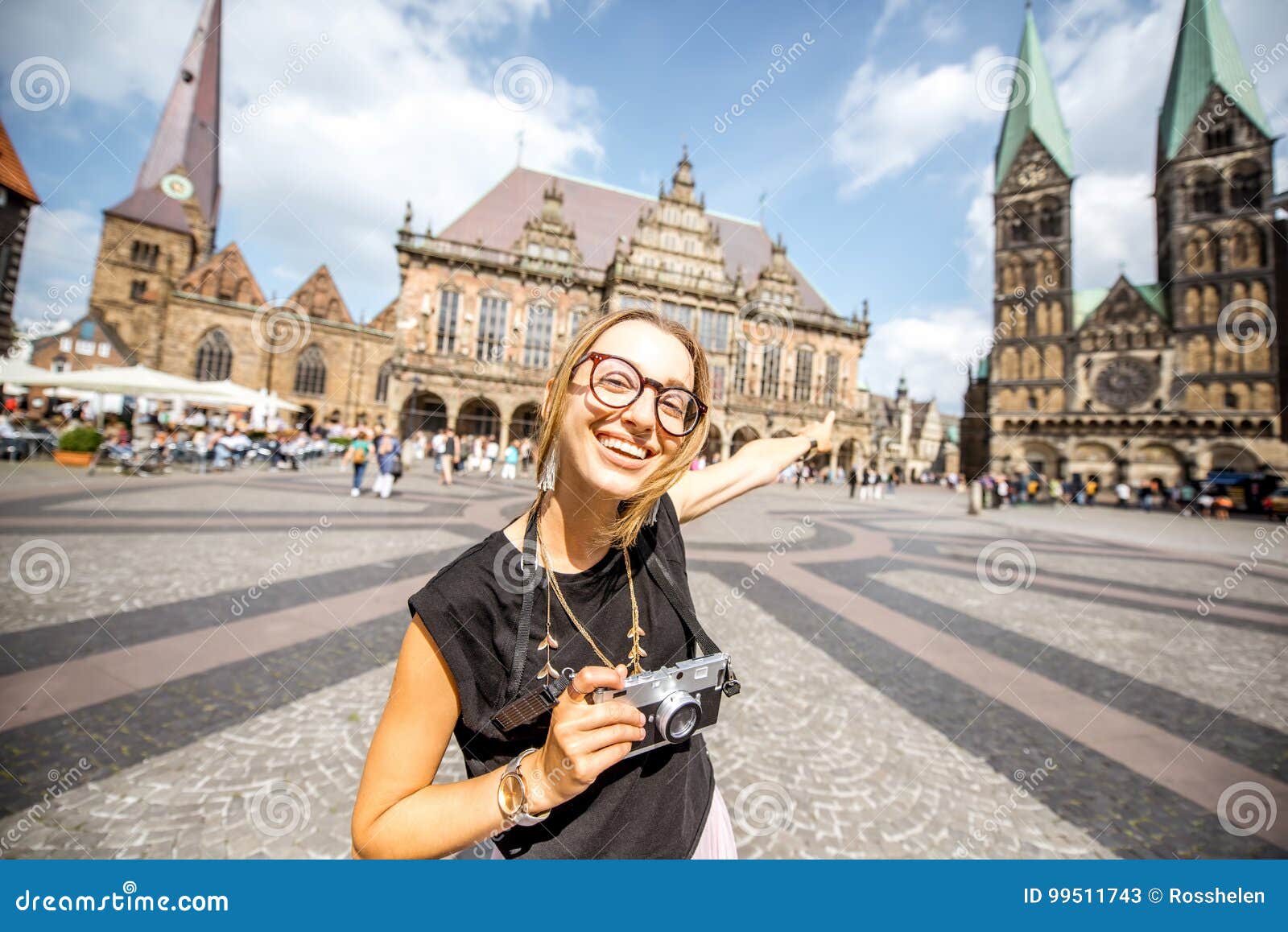 Woman Traveling in Bremen City Stock Image Image of famous, people