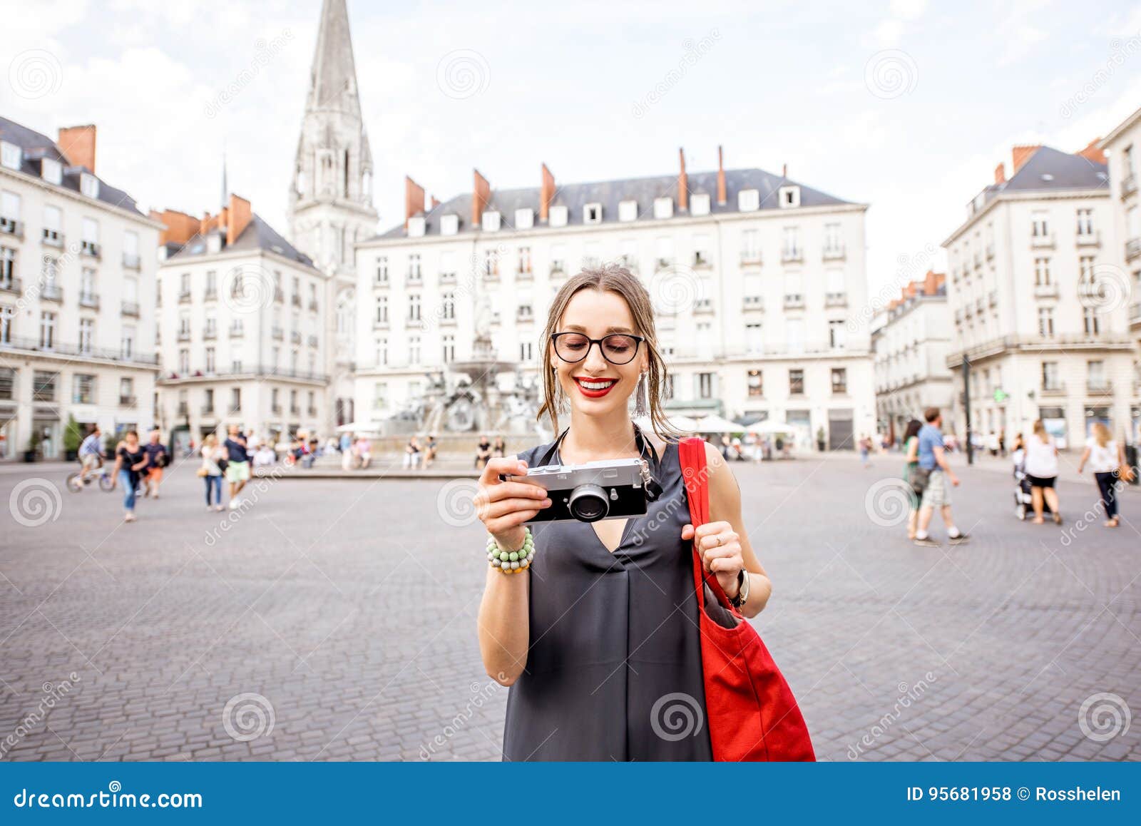 woman traveling in nantes city, france