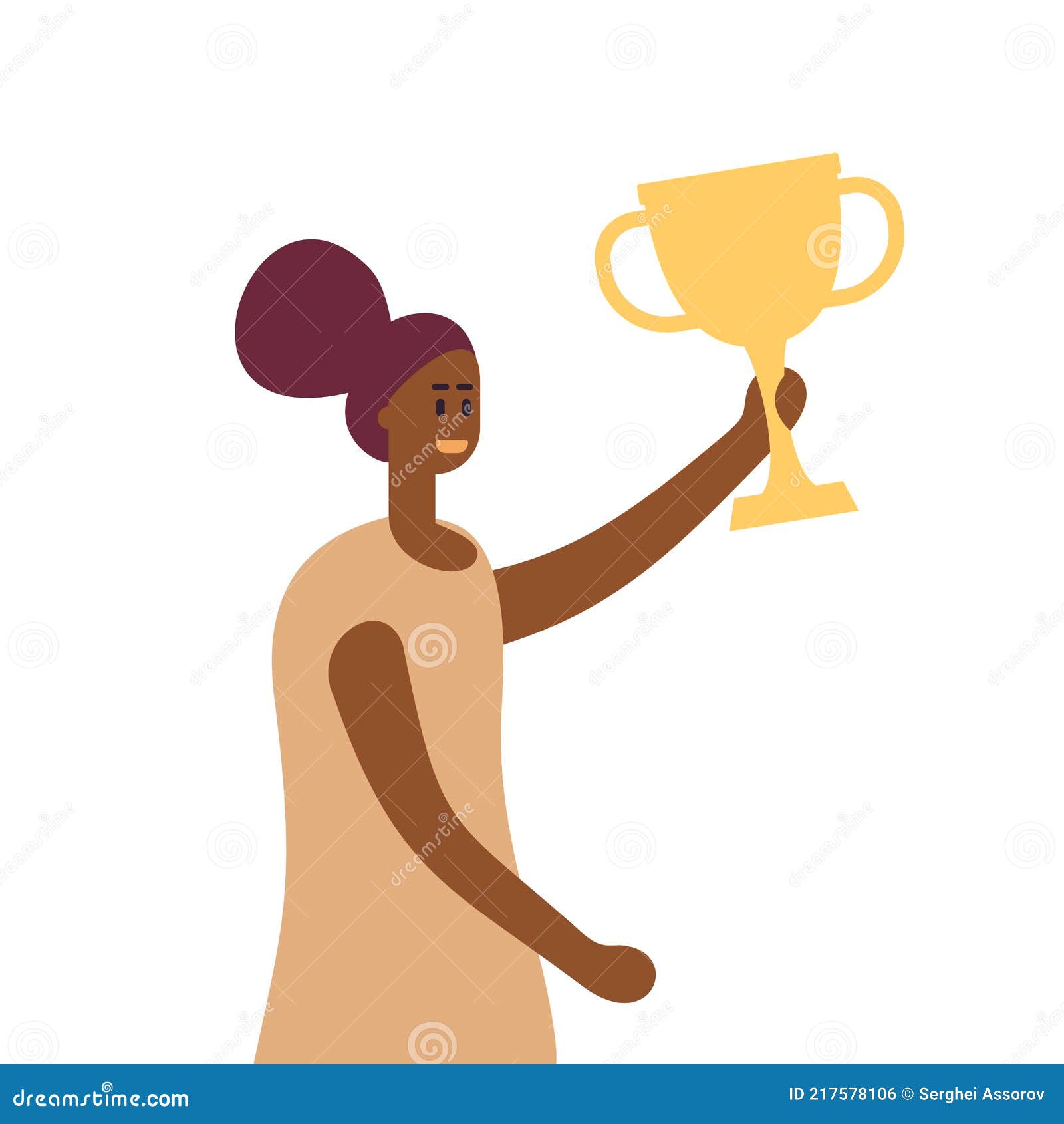Woman with Trophy. Female Success, Business Successful Winner Stock - Illustration of champion: 217578106