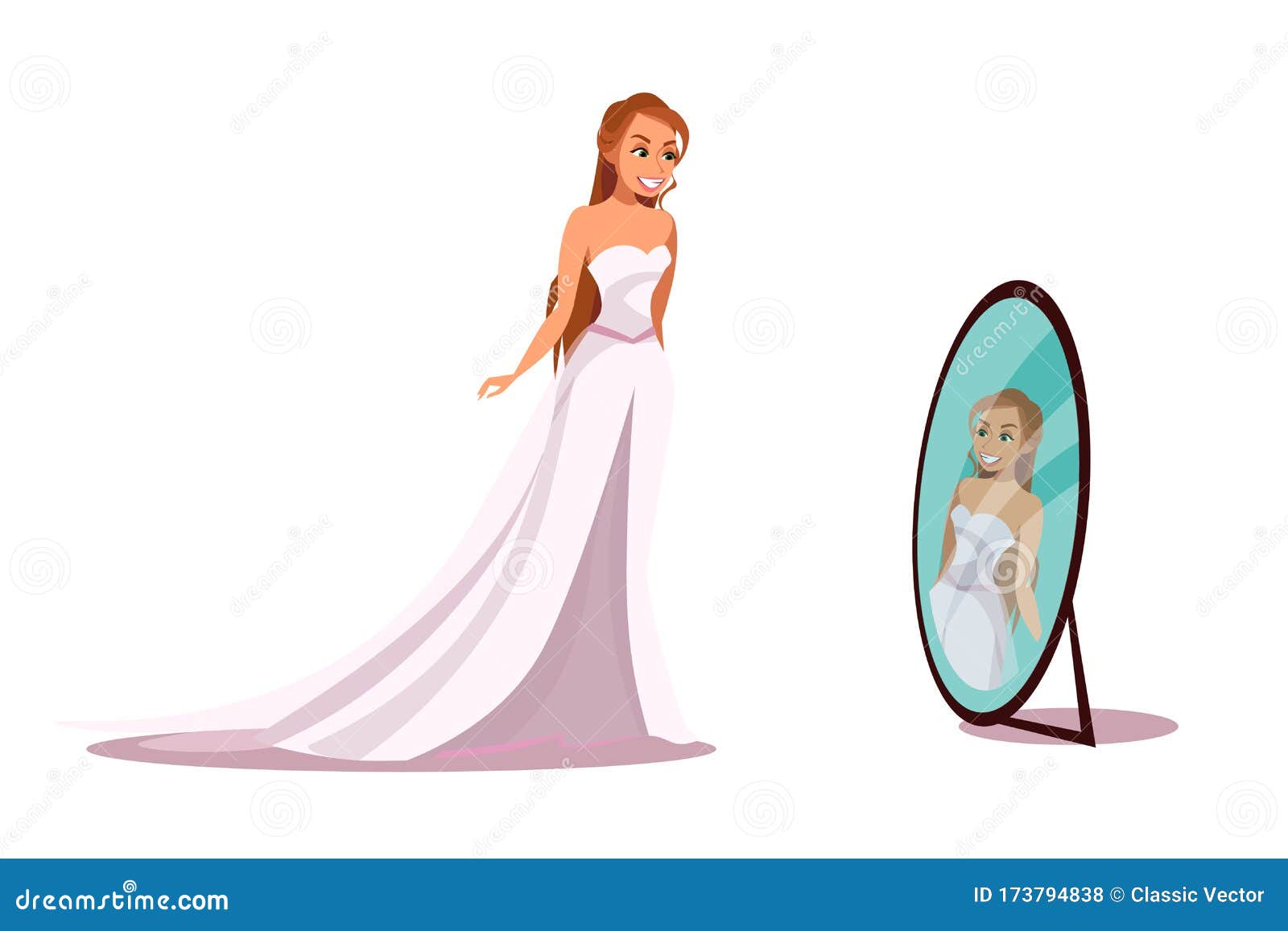 Woman Trying on Clothes Flat Vector Illustration Stock Vector ...