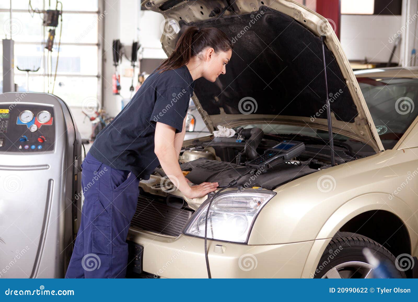 Woman Tuning Car stock photo. Image of problem, diagnostic 20990622