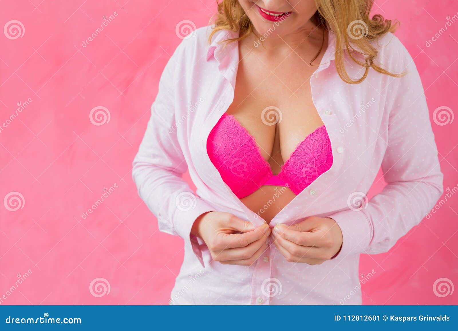 Woman With Unbuttoned Shirt Stock Image Image Of Girl Ready 112812601