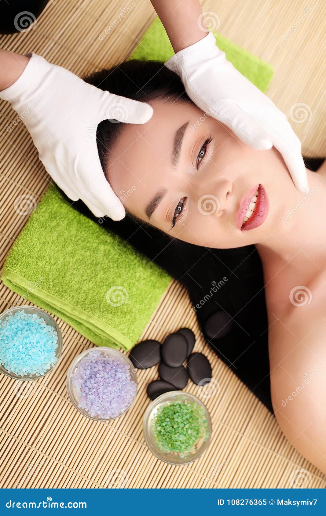 Woman Under Professional Facial Massage In Beauty Spa Stock Image
