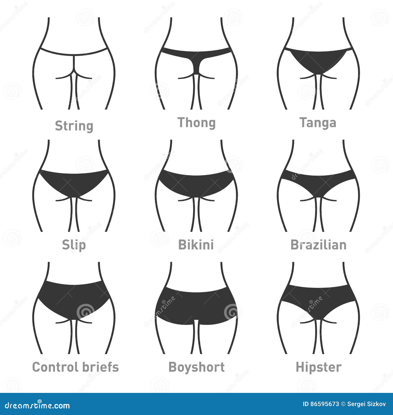 Woman Underwear Panties Types. Vector Stock Vector - Illustration of  fashion, flat: 86595673