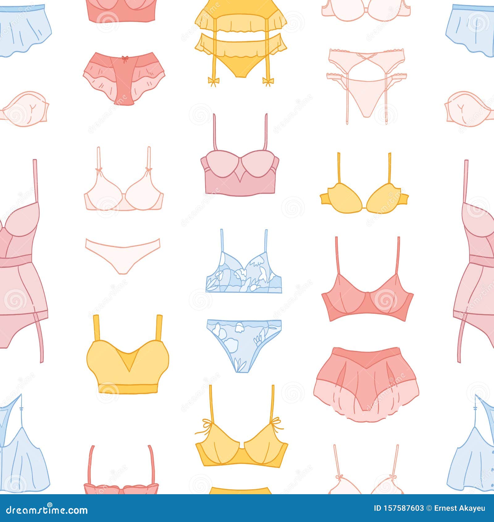 Templates of different types of women's panties to create color options  Stock Illustration