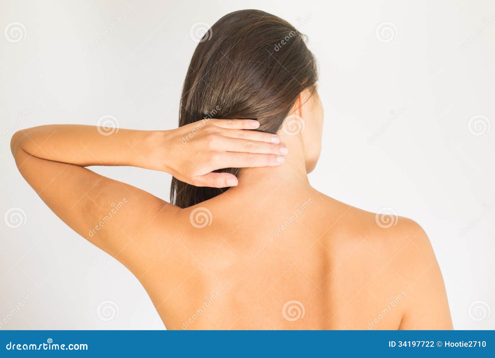 Woman with Upper Back and Neck Pain Stock Photo - Image of strain, bare:  34197722