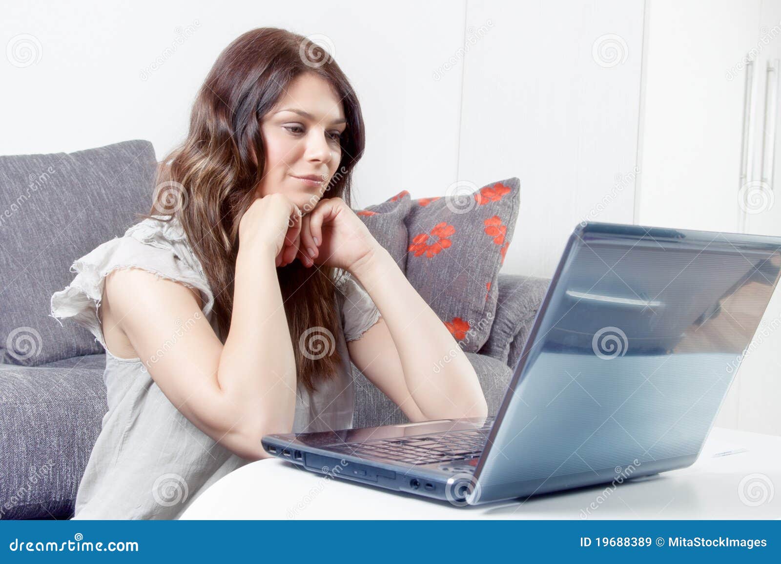 Woman using laptop stock image. Image of human, modern - 19688389