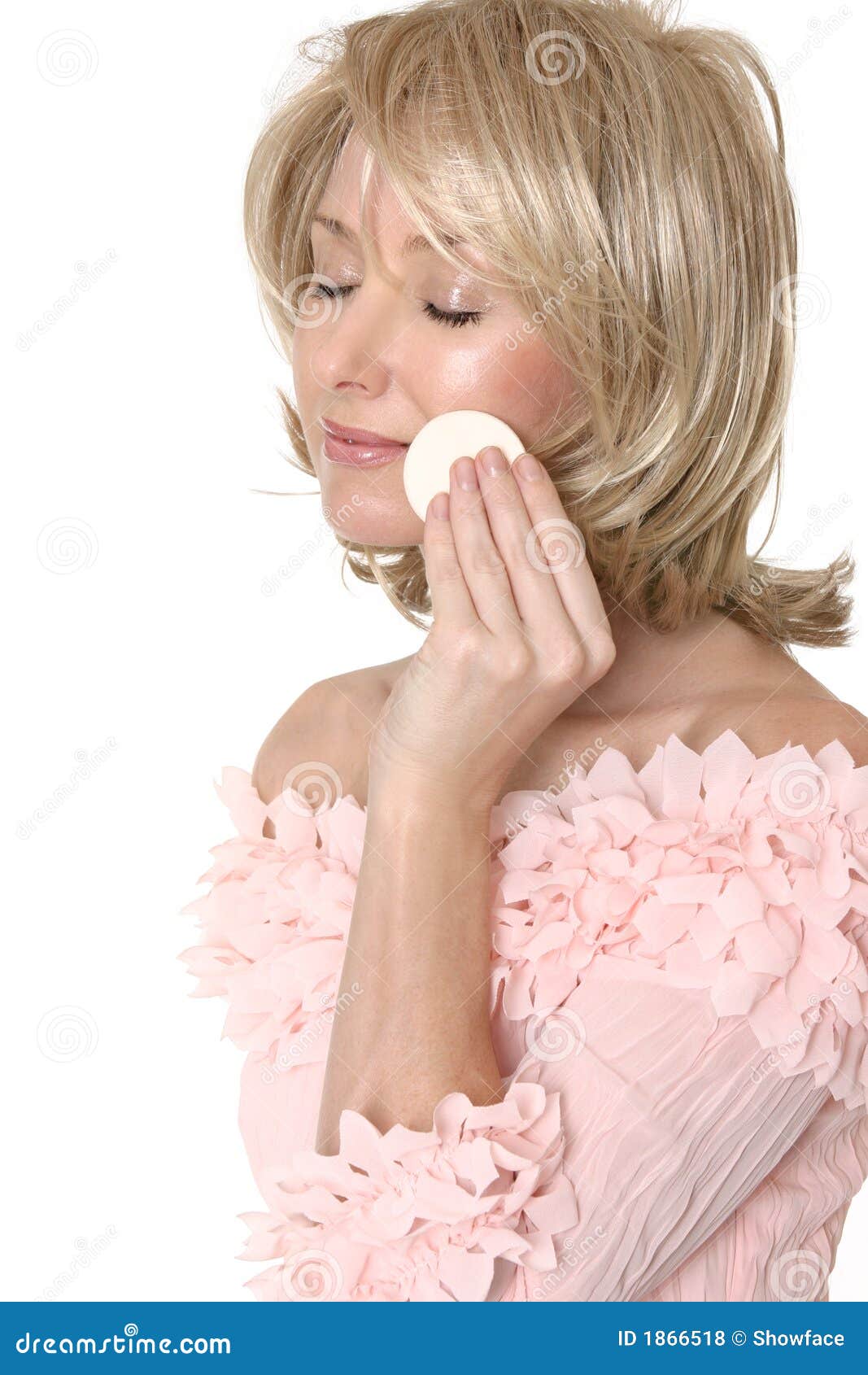 Woman Using Makeup Applicator Stock Photo Image of pretty, isolated