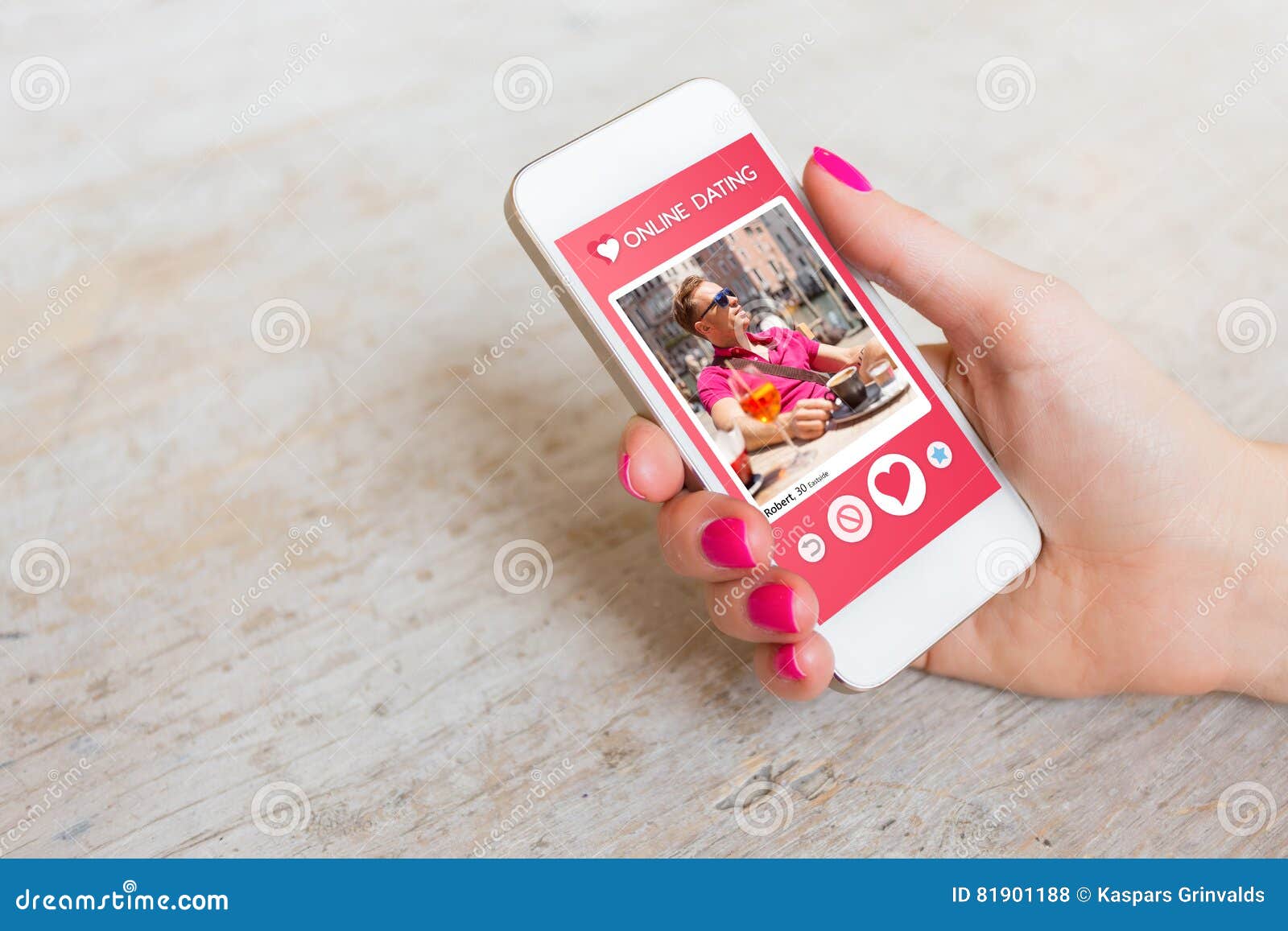 woman using online dating app on mobile phone