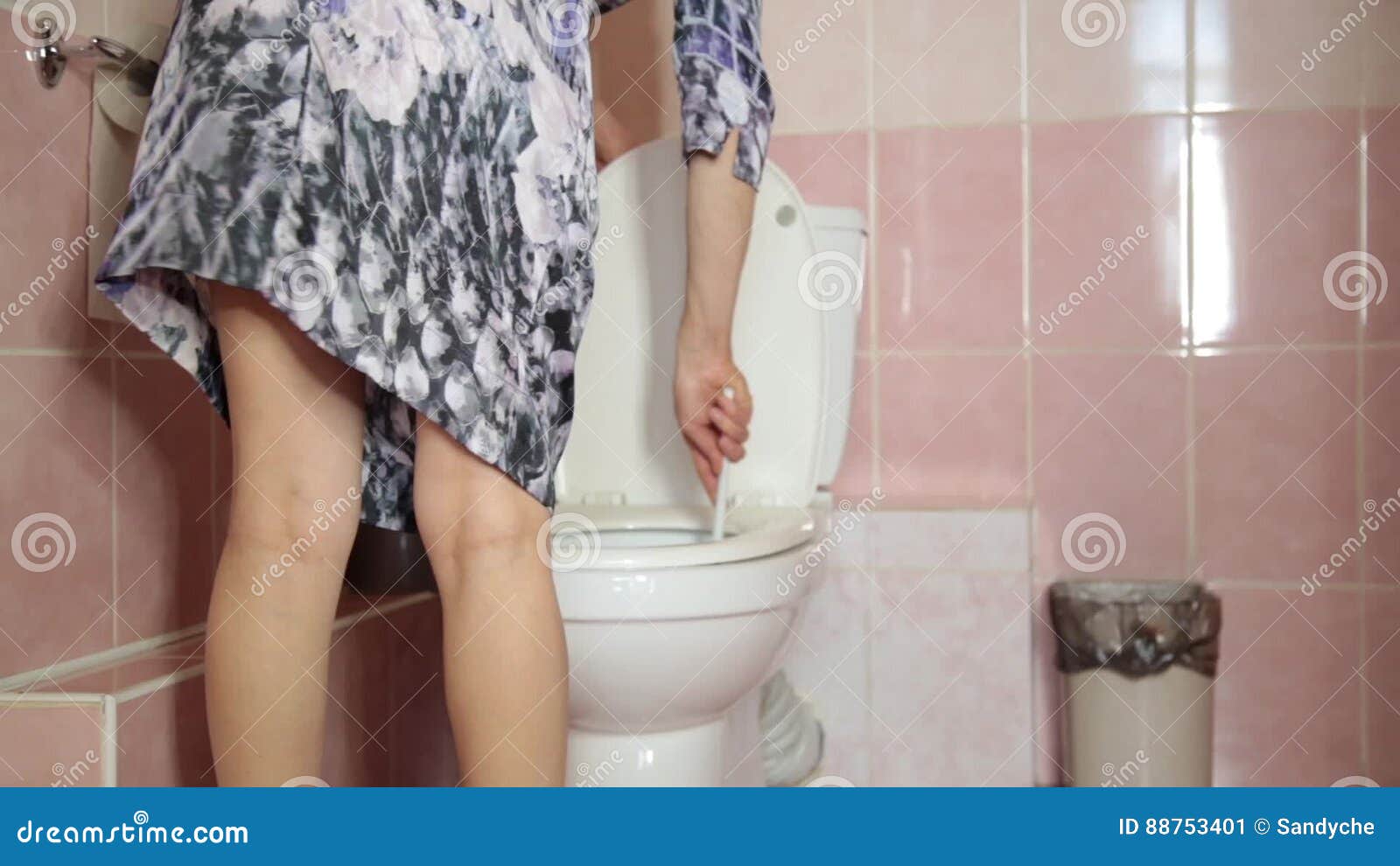 Girl in the toilet. stock footage. Video of manicure - 54310464