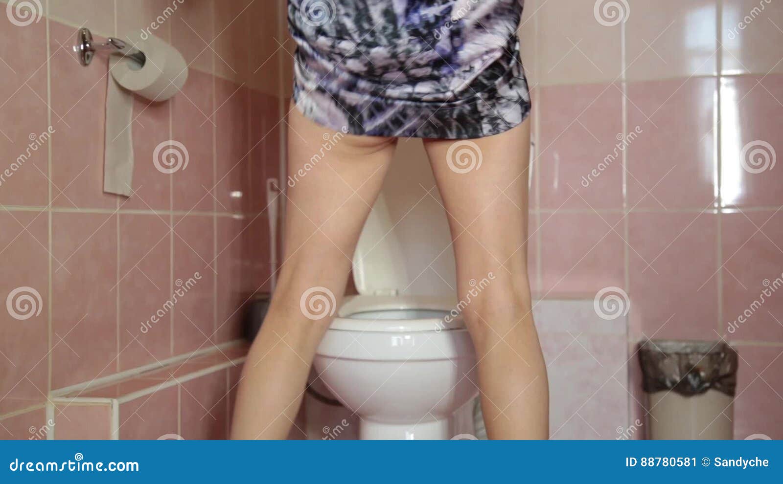 Girl in the toilet. stock footage. Video of manicure - 54310464