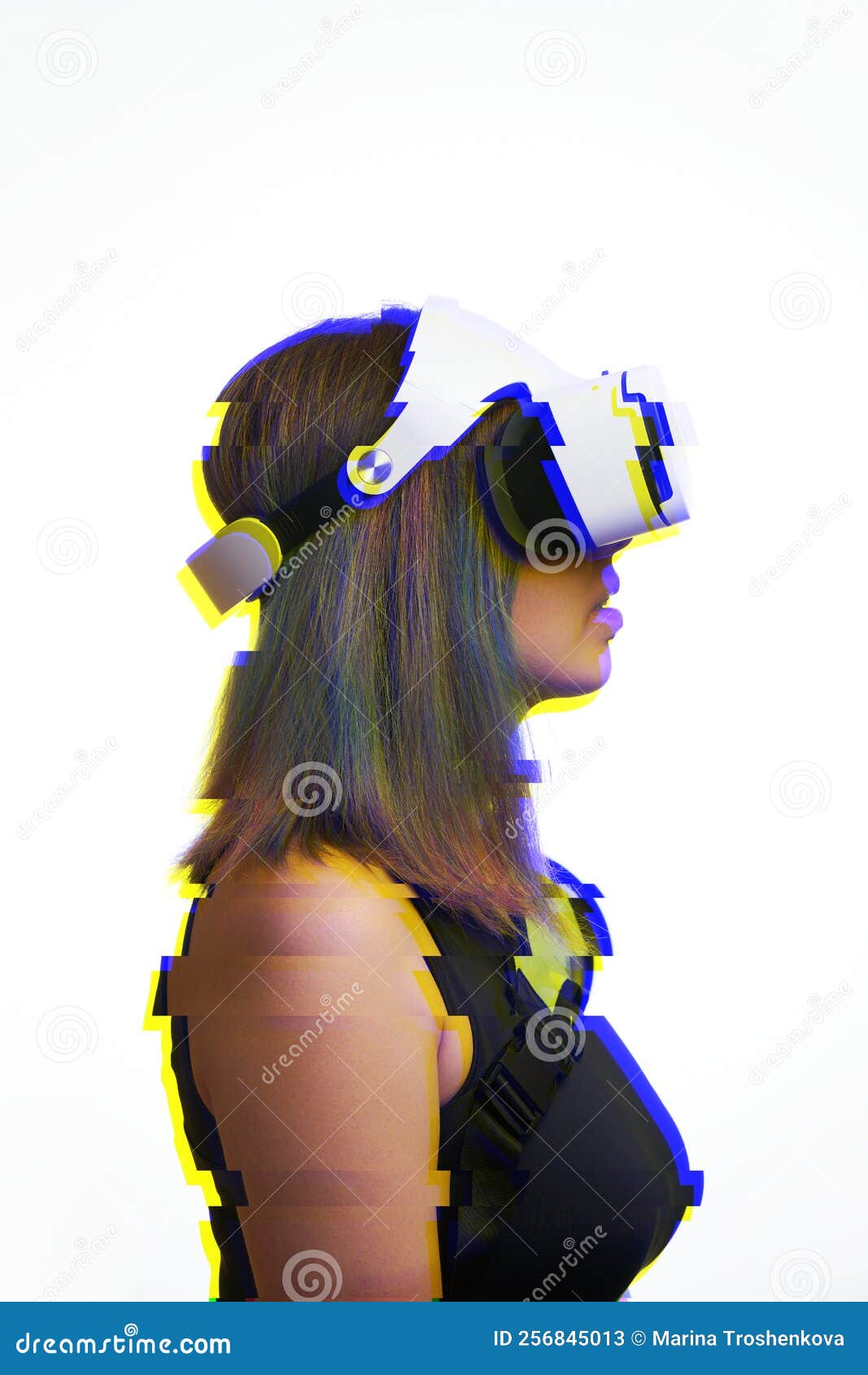 Woman is Using Virtual Reality Headset. Concept of Virtual, Augmented
