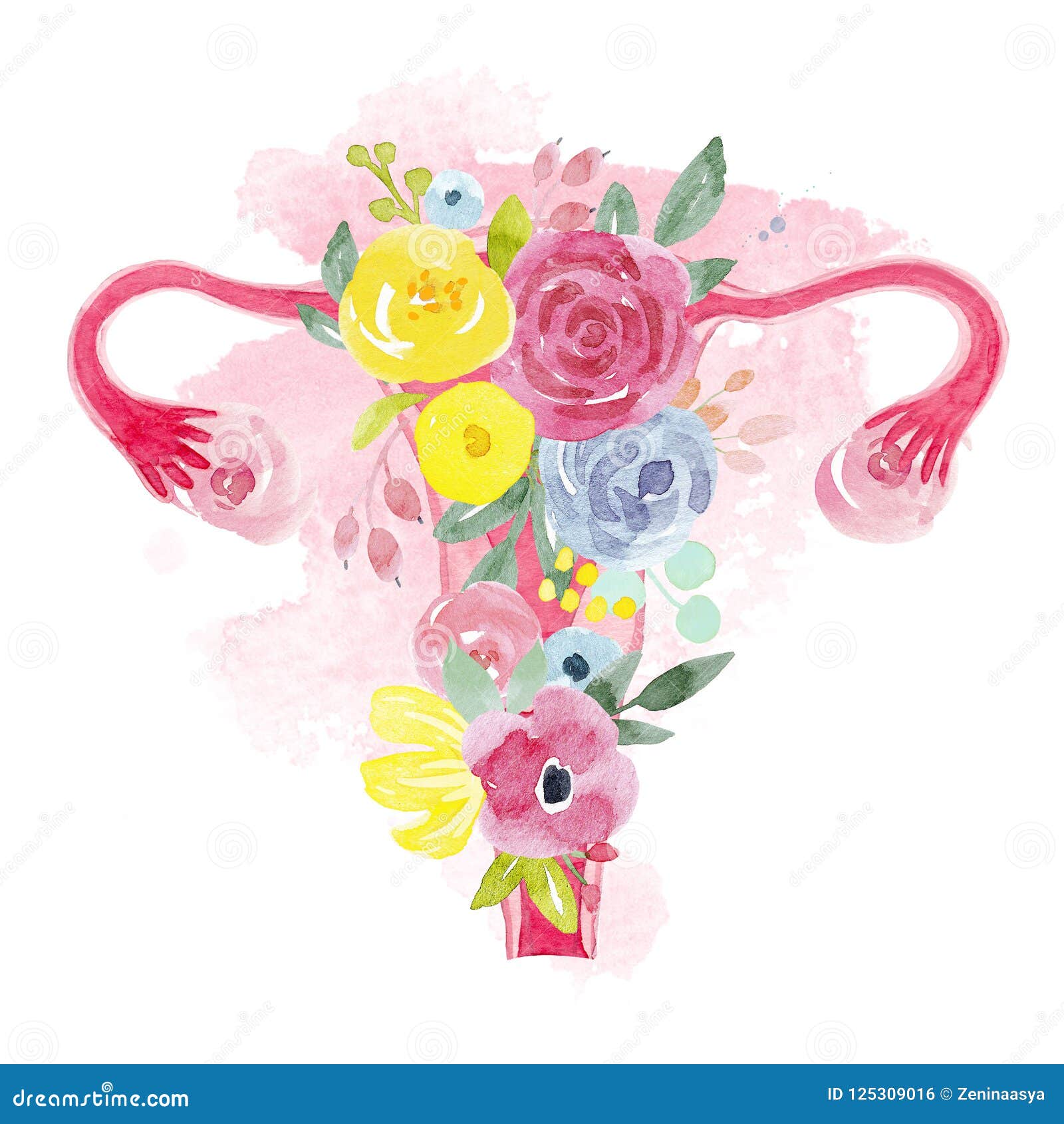 woman uterus with flowers 