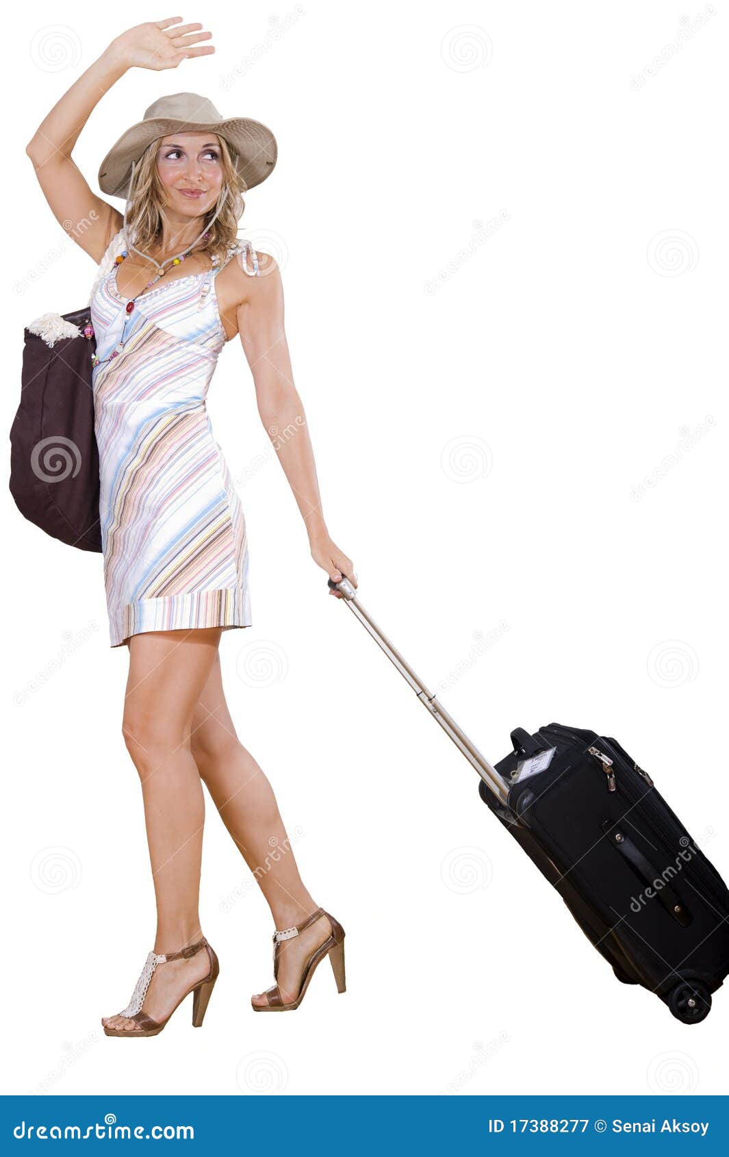 Woman on Vacation with Beach Bag Stock Image Image of toned, holiday