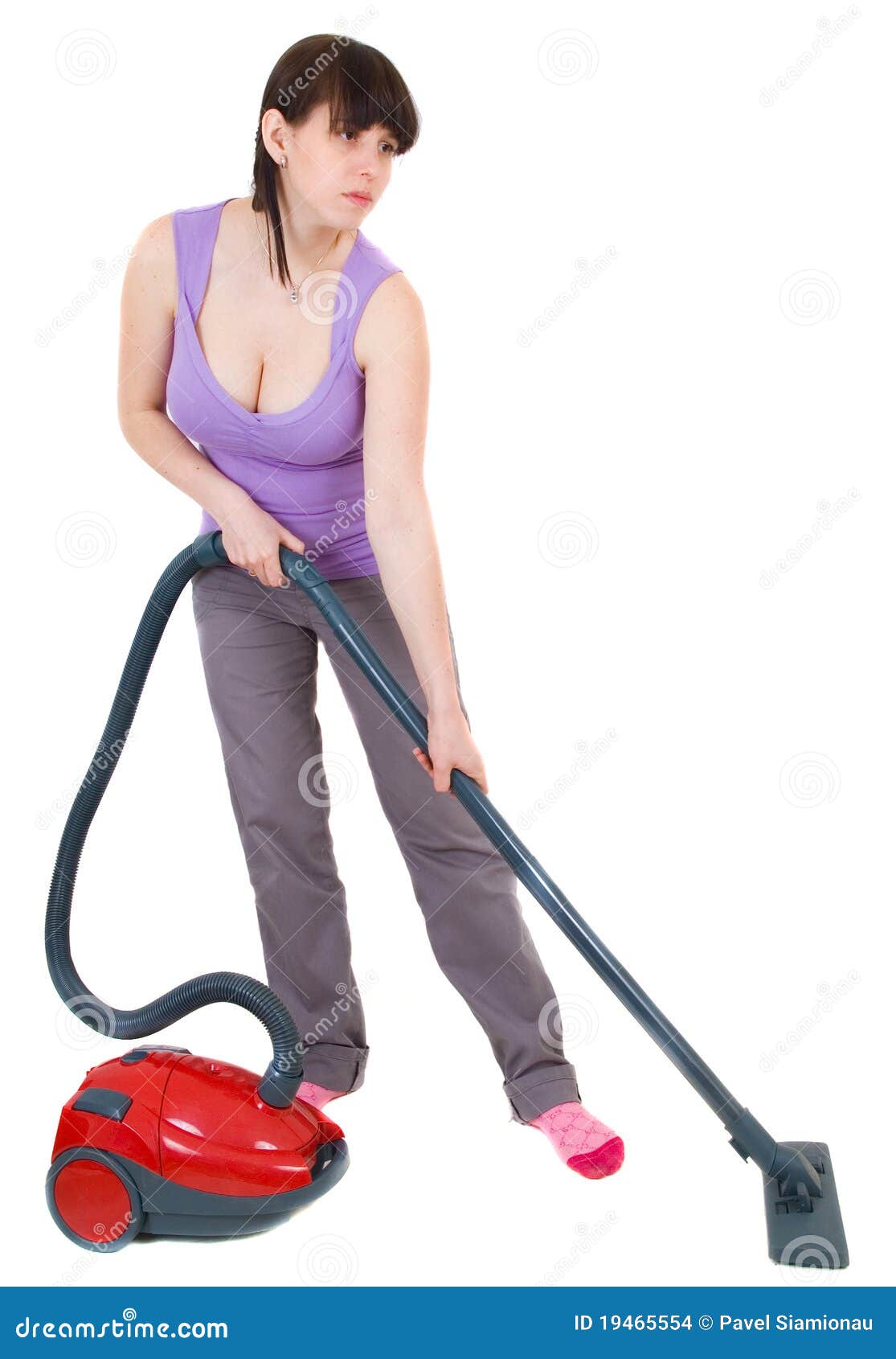 Woman with vacuum cleaner stock photo. Image of floor 19465554