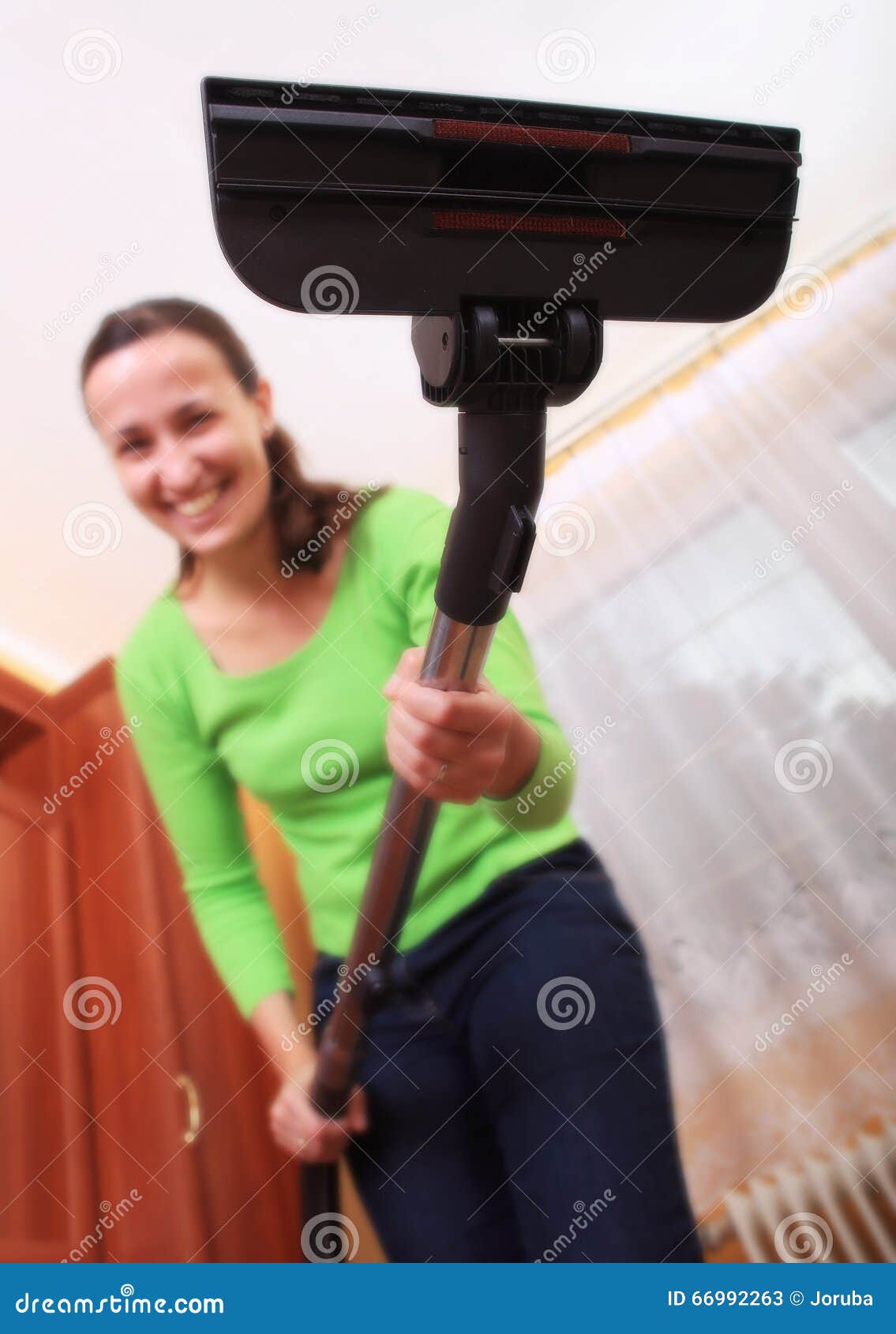 Woman with Vacuum Cleaner in Hands Stock Image Image of appliance