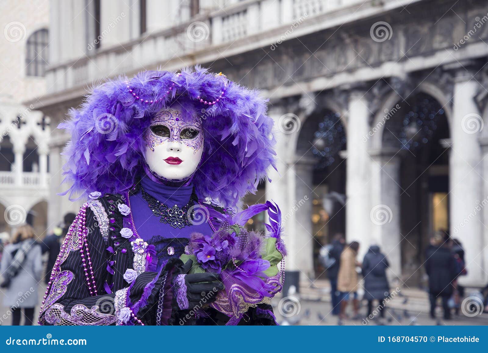 Carnival in Venice. Woman in Purple Dress. Mardi Gras Editorial Image ...