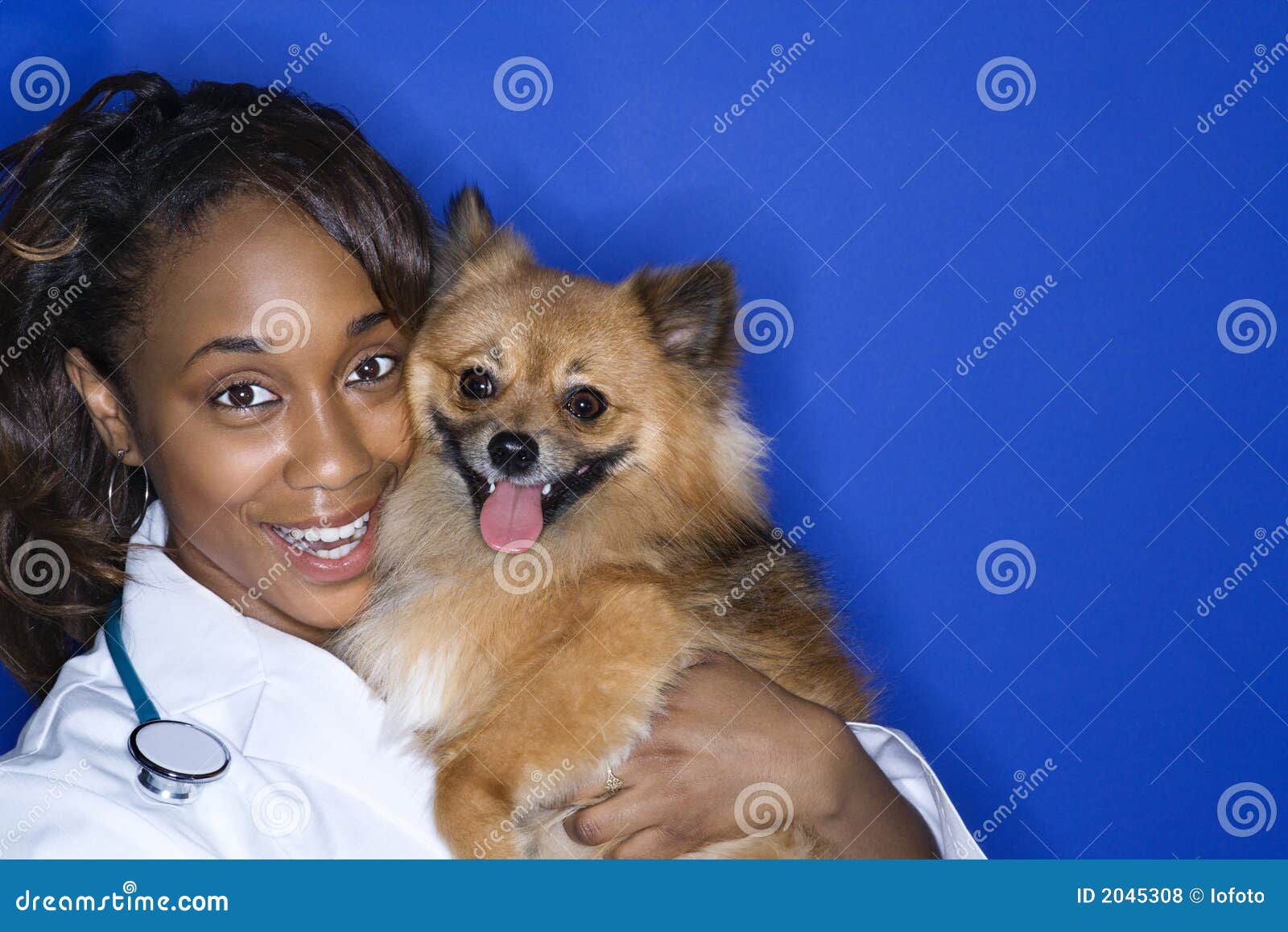 woman veterinarian and dog.