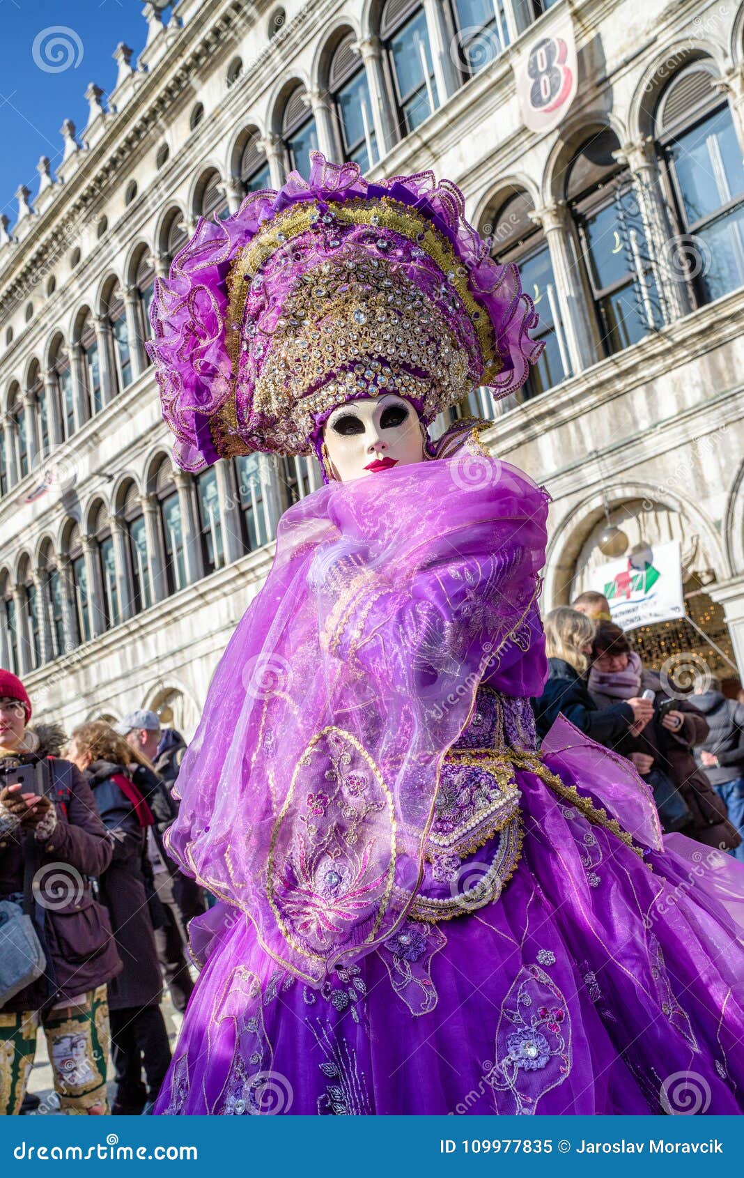 Woman in Violet Costume at the Carnival of Venice 2018 Editorial Image ...