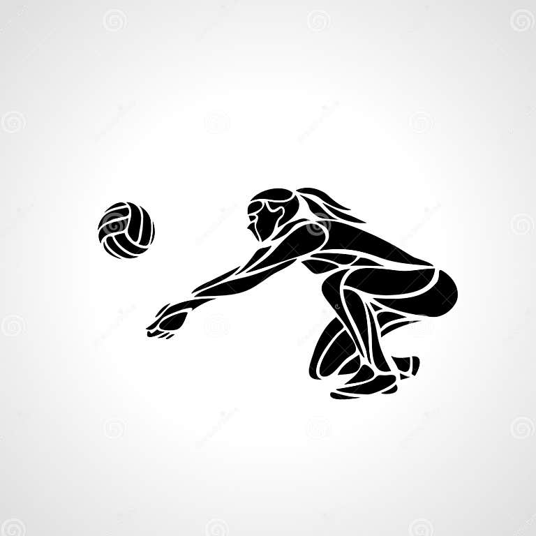 Woman Volleyball Player Silhouette Passing Ball Vector Eps10 Stock ...