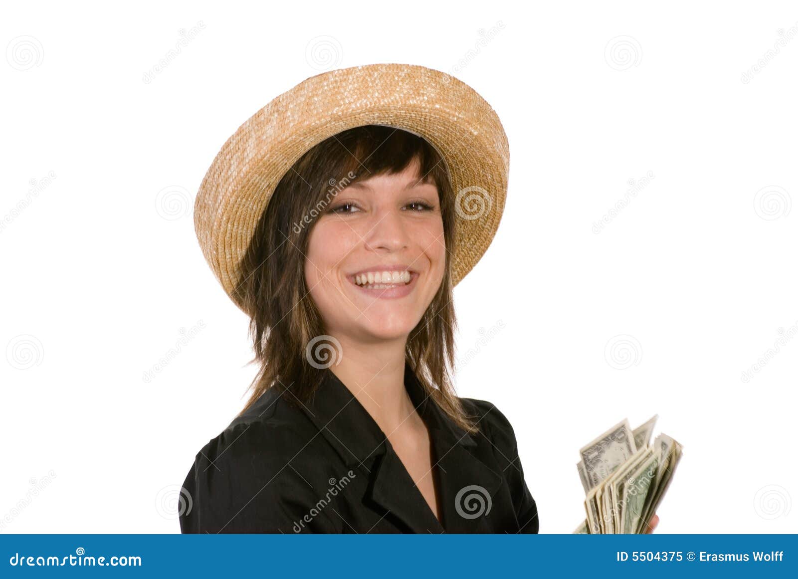woman with wad of money