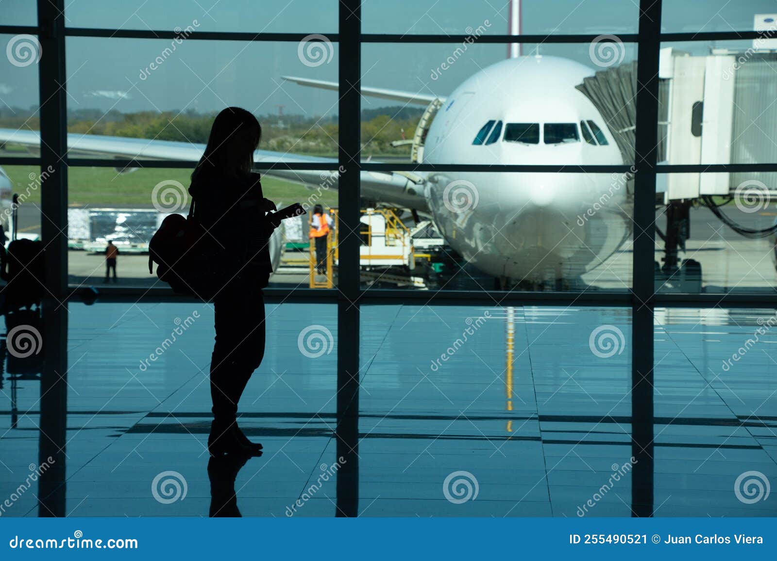 woman waiting plane