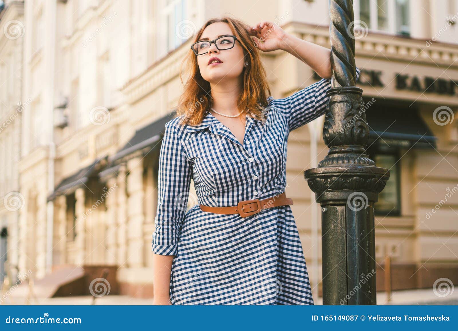 Woman Walking in Dress in Old City. Fashion Style Photo of a Young Girl ...