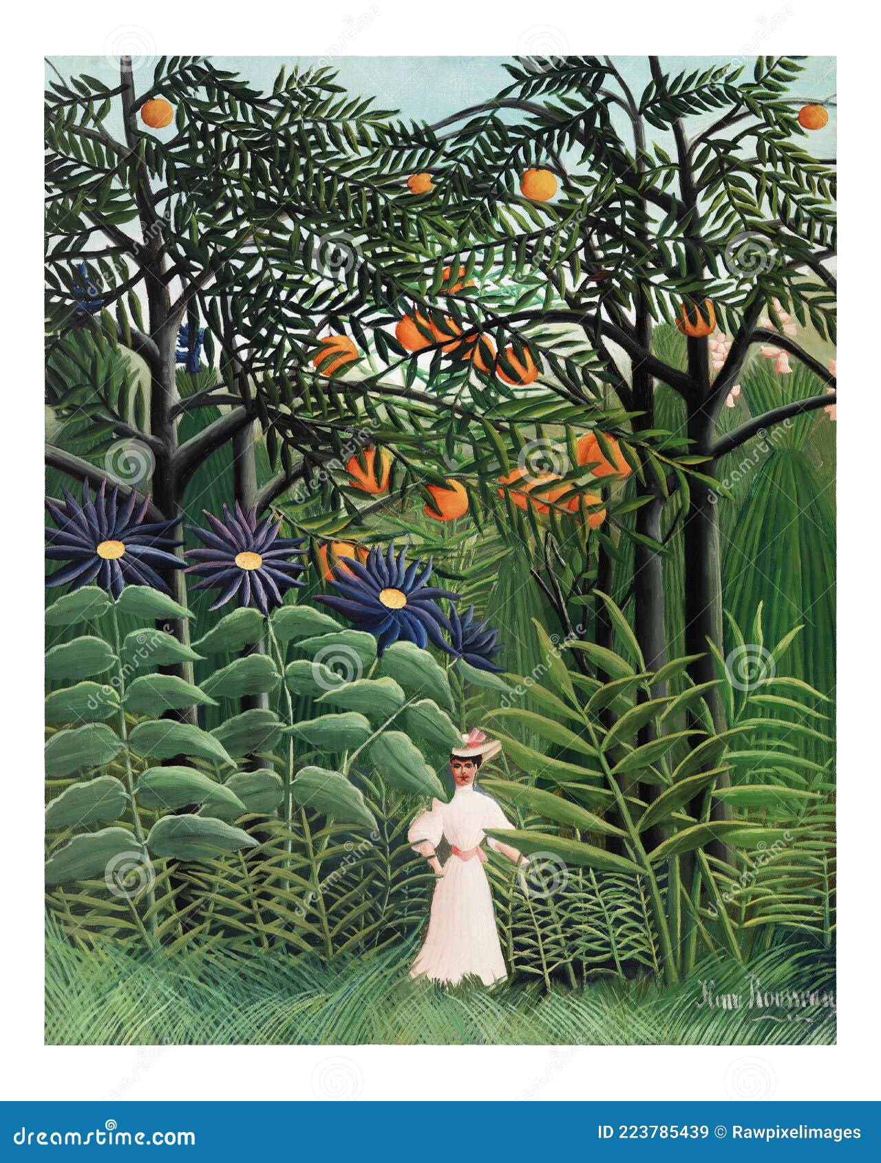 woman walking in an exotic forest femme se promenant dans une forÃÂªt exotique 1905 by henri rousseau. original from barnes