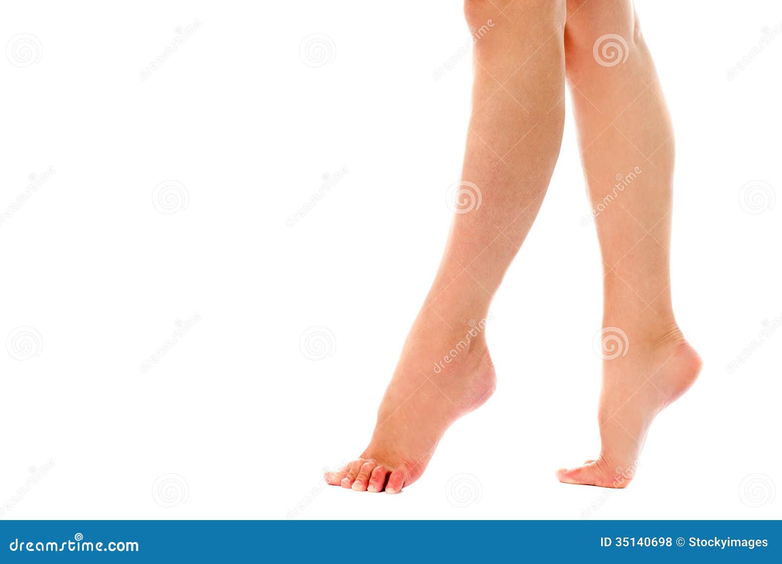 Woman Walking on Toes, Closeup Shot. Stock Photo Image of legs, space