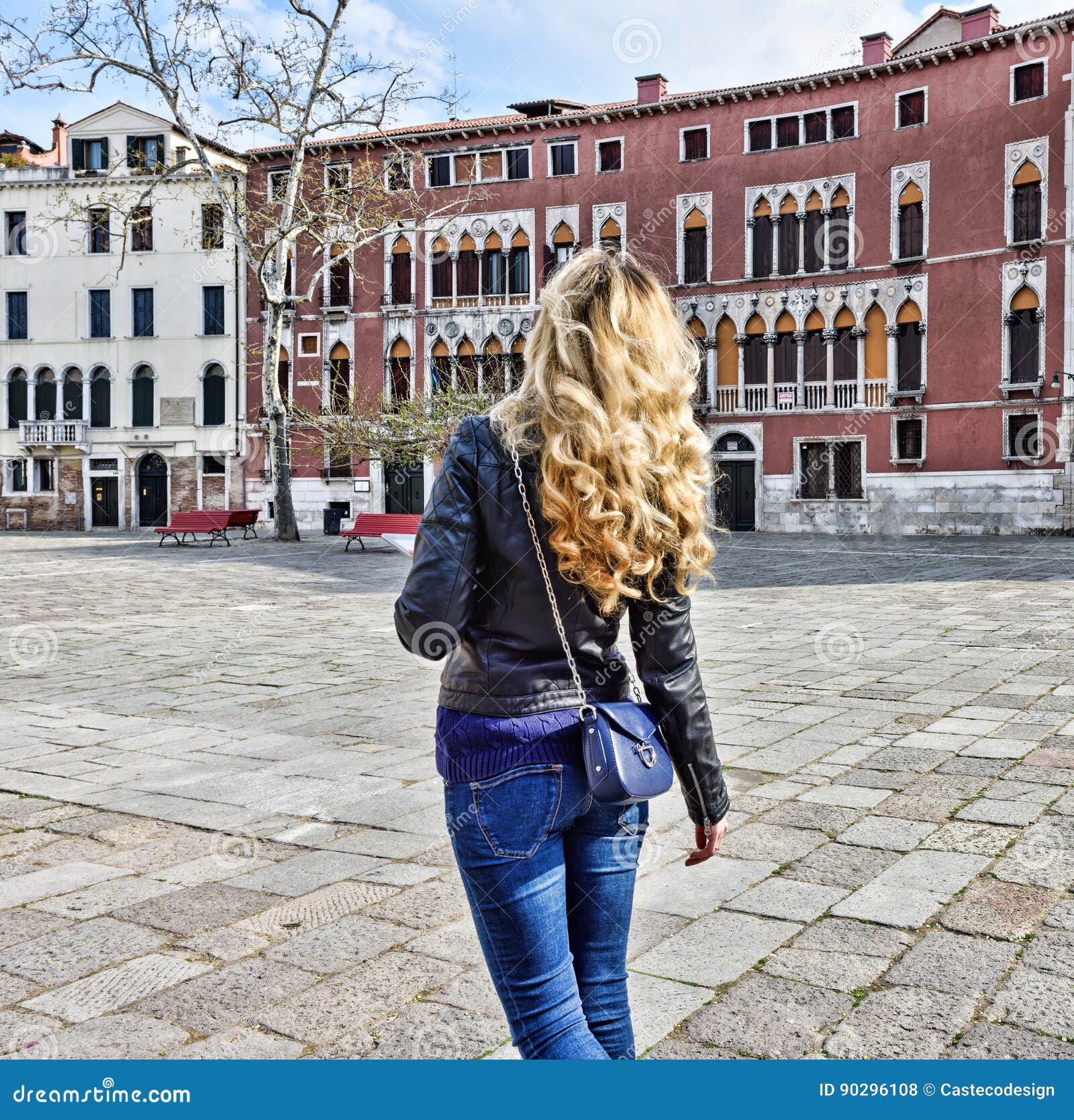 Woman Walking in Venice Italy. Traveler or Tourist Girl Exploring the ...