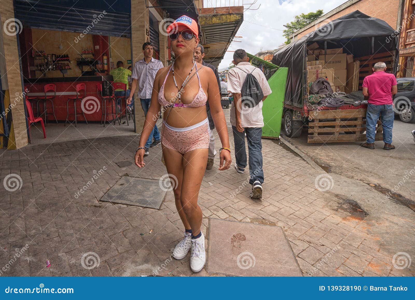 Woman Walks in the Red Light District in Medellin, Colombia Editorial Image - Image of colombia, 139328190