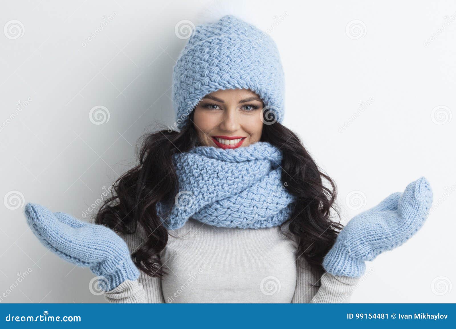 Woman in warm clothing stock image. Image of pretty, cheerful - 99154481