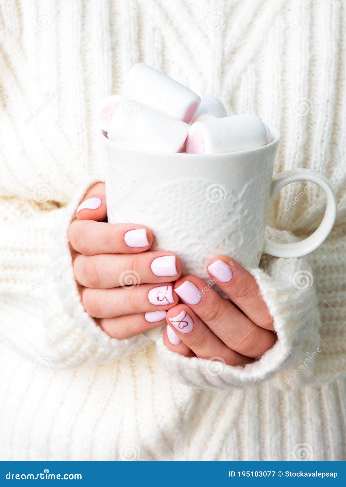 Download Woman In Warm White Sweater Is Holding White Latte Mug ...