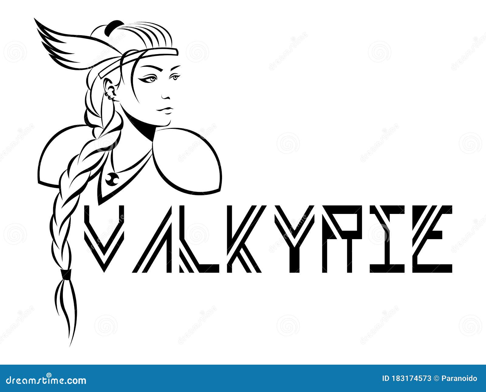 Woman-warrior Valkyrie in Winged Helmet Stock Vector - Illustration of