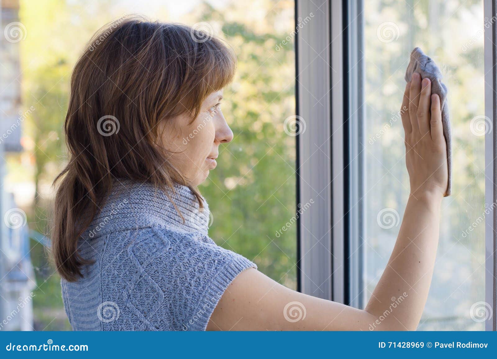 Woman Washing Windows in the Room Stock Image Image of cleanup