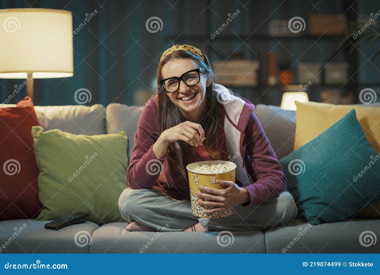 Woman Watching A Comedy Movie On TV Stock Image Image Of Audience woman-watching-a-comedy-movie-on-tv-stock-image-image-of-audience