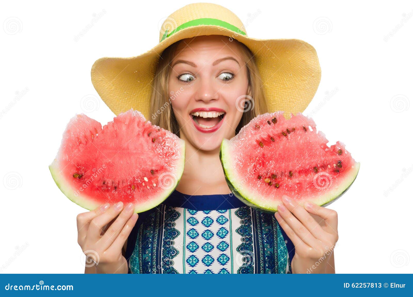 The Woman with Watermelon Isolated on White Stock Image Image of hand