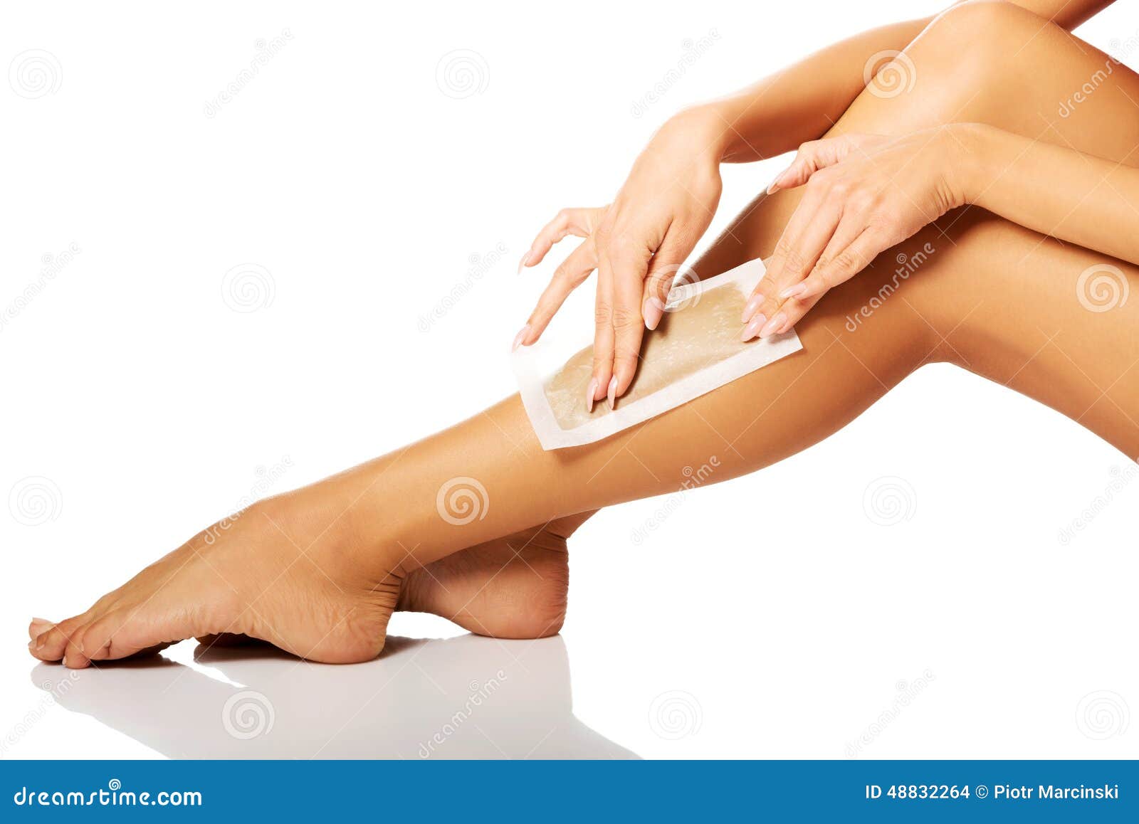 Woman Waxing Her Leg Stock Photo Image 48832264