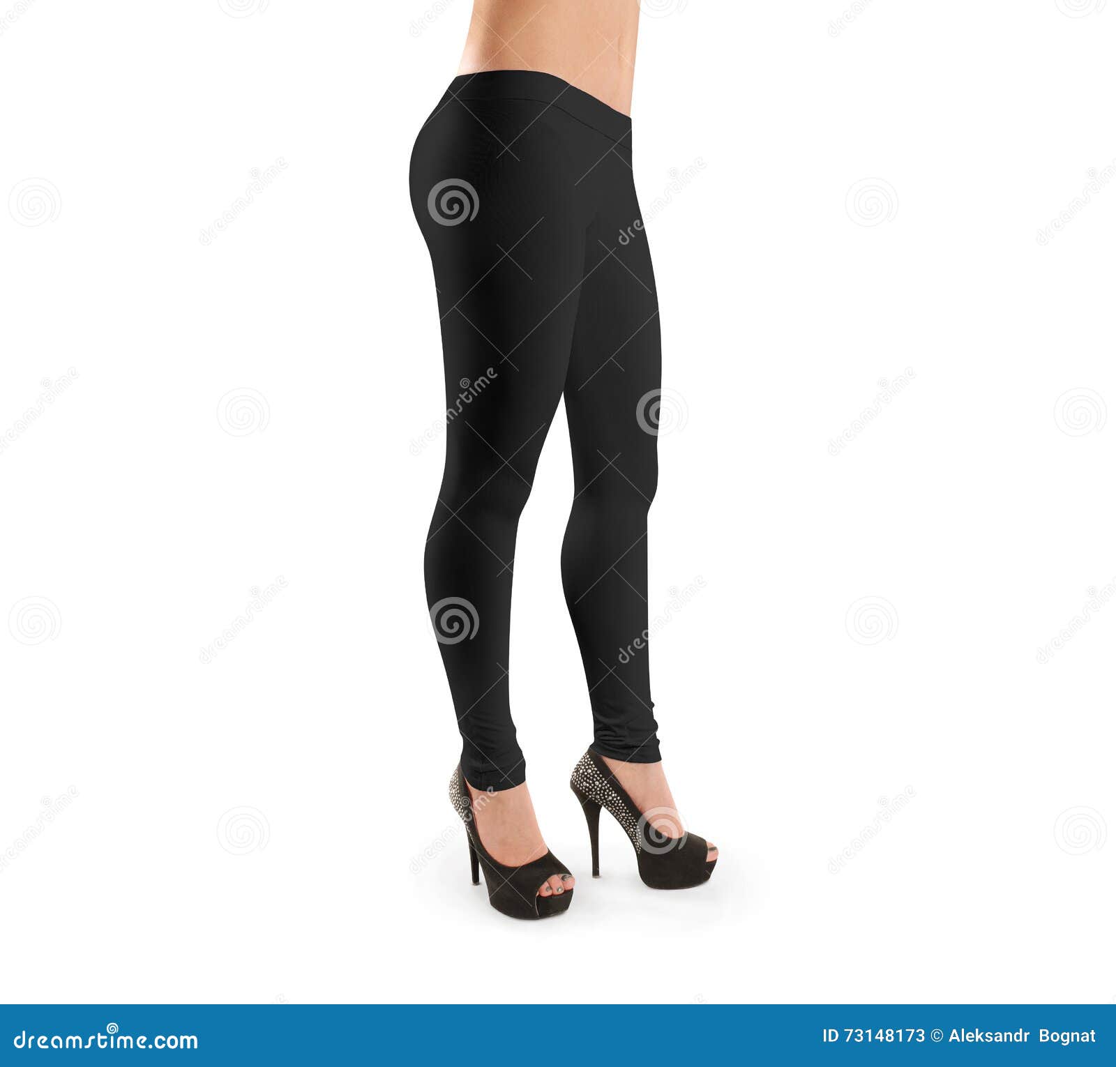 Woman wear black blank leggings mockup, isolated, clipping path