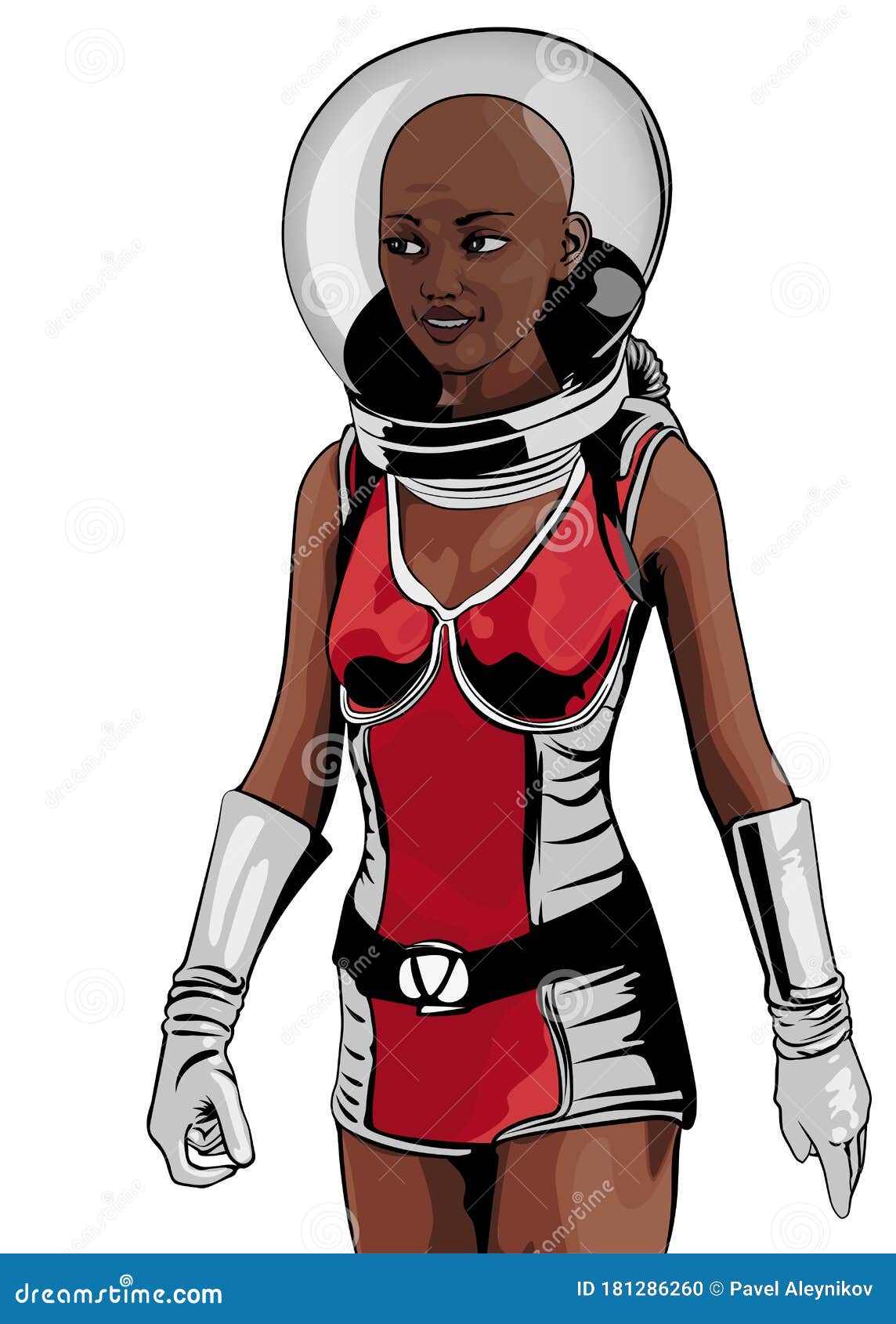 red women in space suits