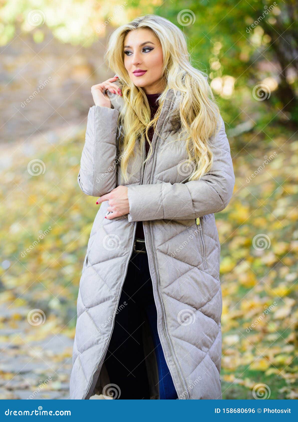 Woman Wear Warm Grey Jacket. Jacket Everyone Should Have. Puffer ...