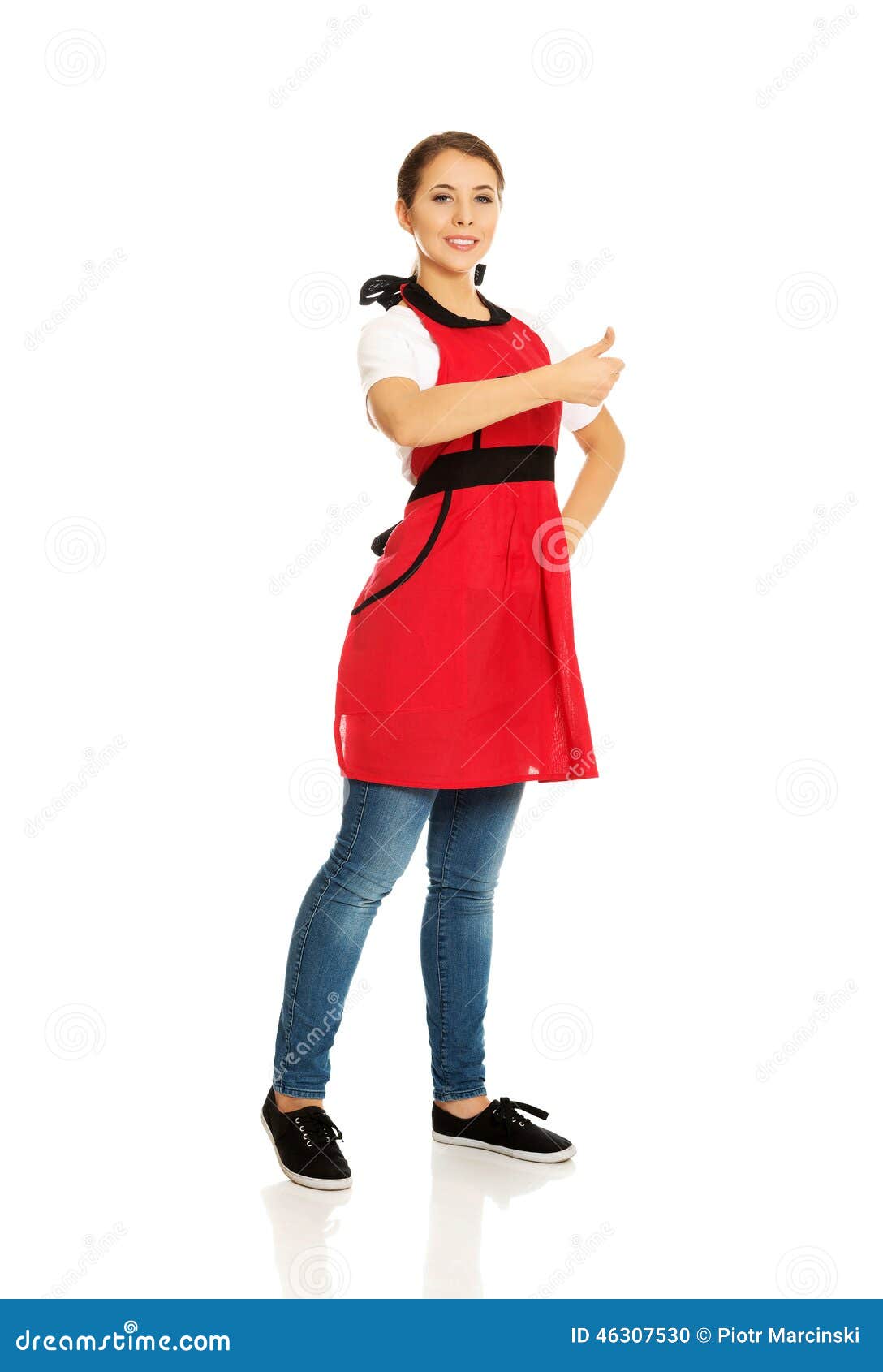 Woman wearing apron stock photo. Image of happy, isolated 46307530